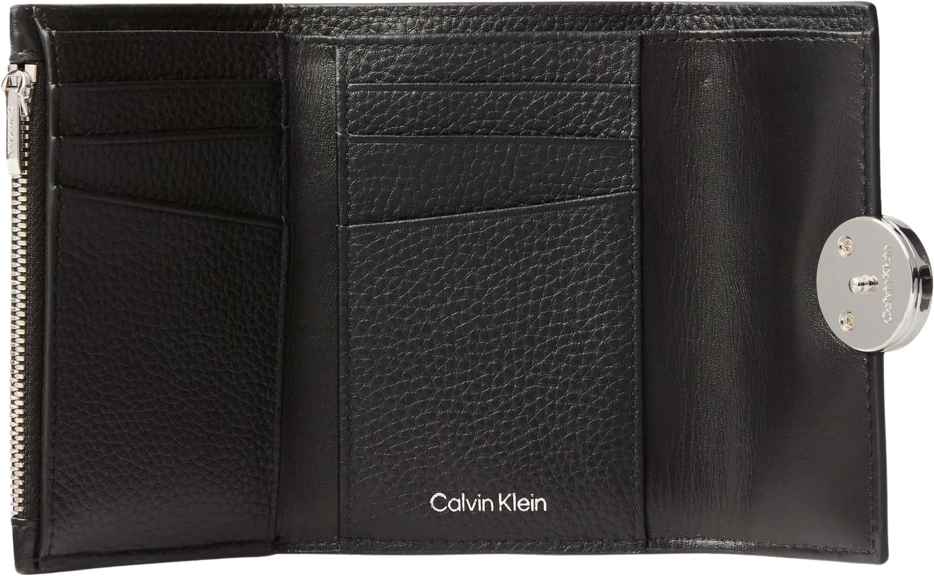Calvin Klein Donna Round Pebble Trifold Portafoglio in Pelle, Nero - immagine 4
