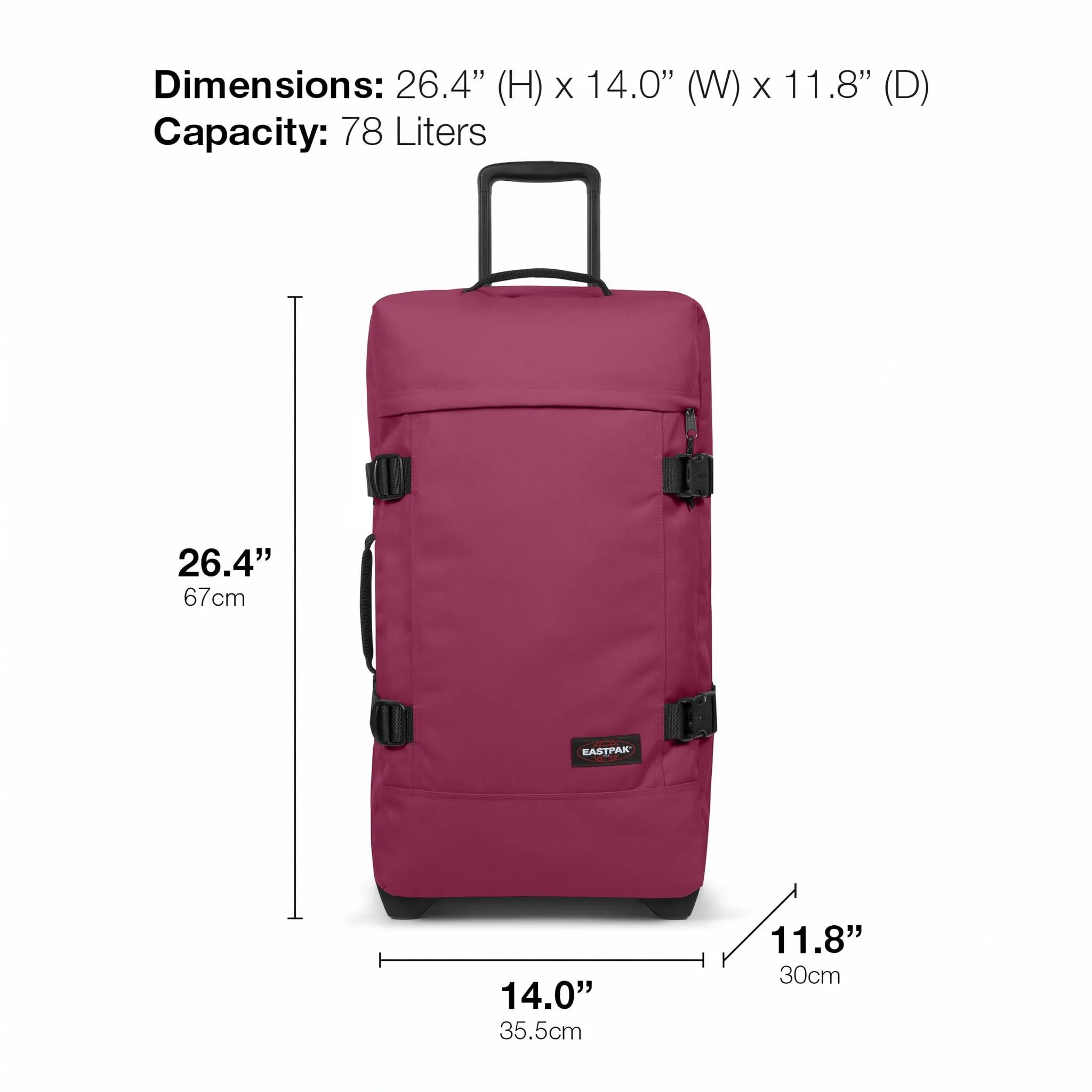 Eastpak Tranverz M Valigia Media 78L - Wine Burgundy - immagine 3