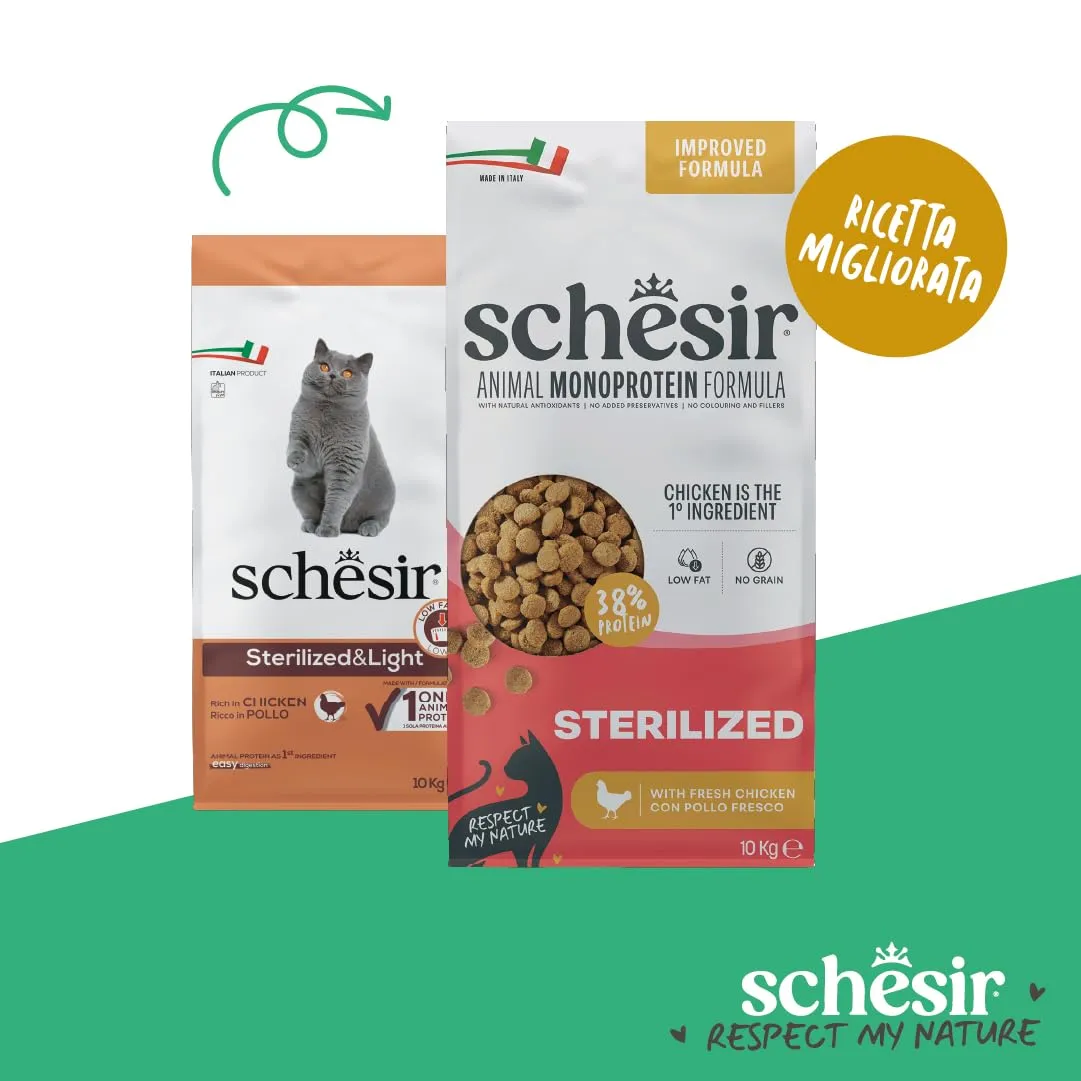 Schesir Animal Monoprotein Sterilized Pollo Croccantini per Gatti Adulti, 10 kg - immagine 2