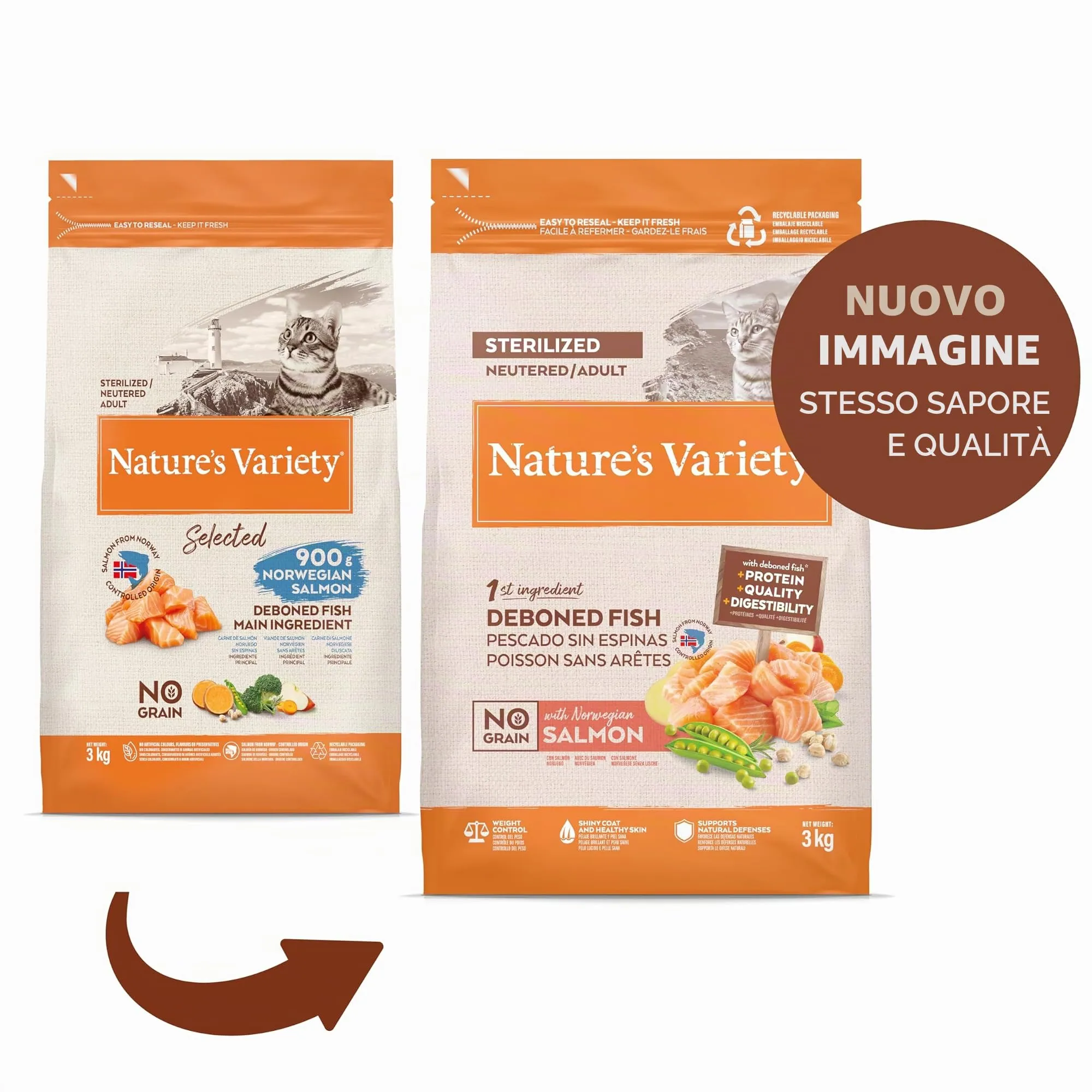 Nature's Variety Selected Cibo per Gatti Sterilizzati con Salmone Norvegese 3 kg - immagine 2