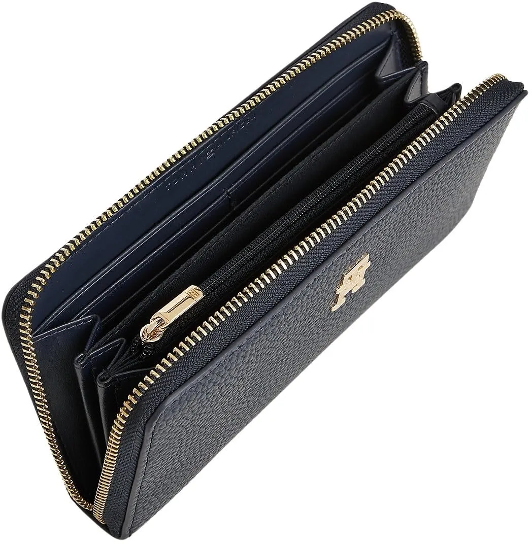 Tommy Hilfiger Donna Portafoglio Emblem Large con Zip, Blu Space Blue - immagine 4