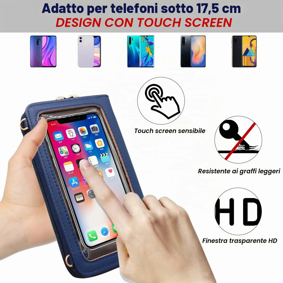 HNOOM Borsa a Tracolla Porta Cellulare Donna, Vino Rosso - immagine 4
