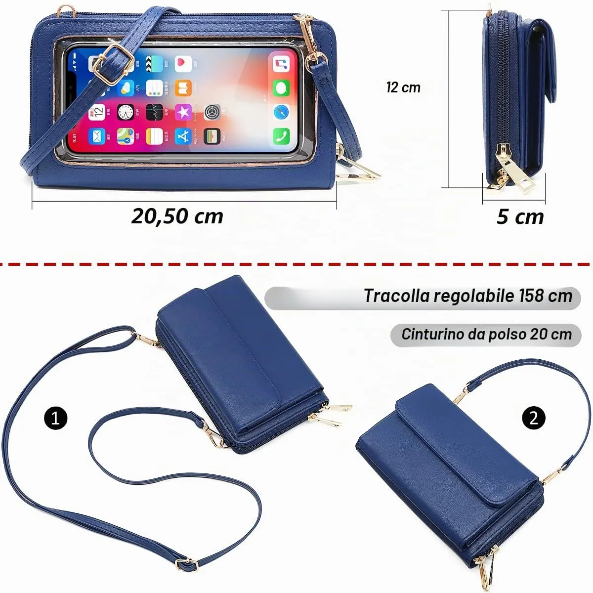 HNOOM Borsa a Tracolla Porta Cellulare Donna, Vino Rosso - immagine 6