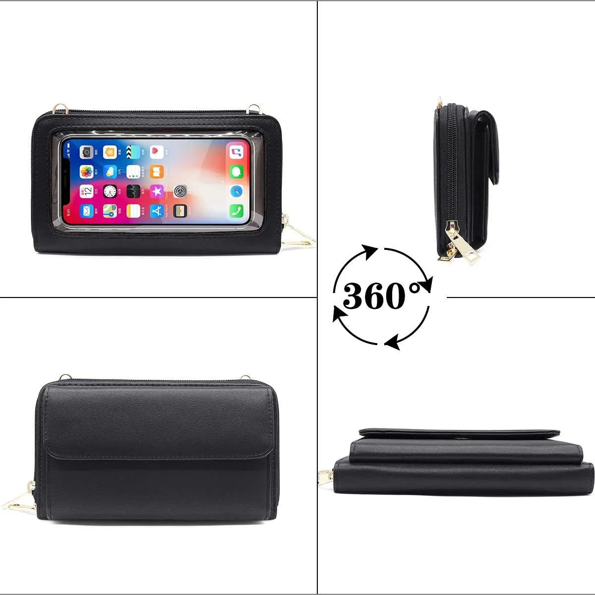 HNOOM Borsa a Tracolla Donna Porta Cellulare, Vino Rosso - immagine 8