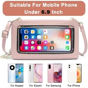 HNOOM Borsa a Tracolla Porta Cellulare Donna, Vino Rosso - immagine 3