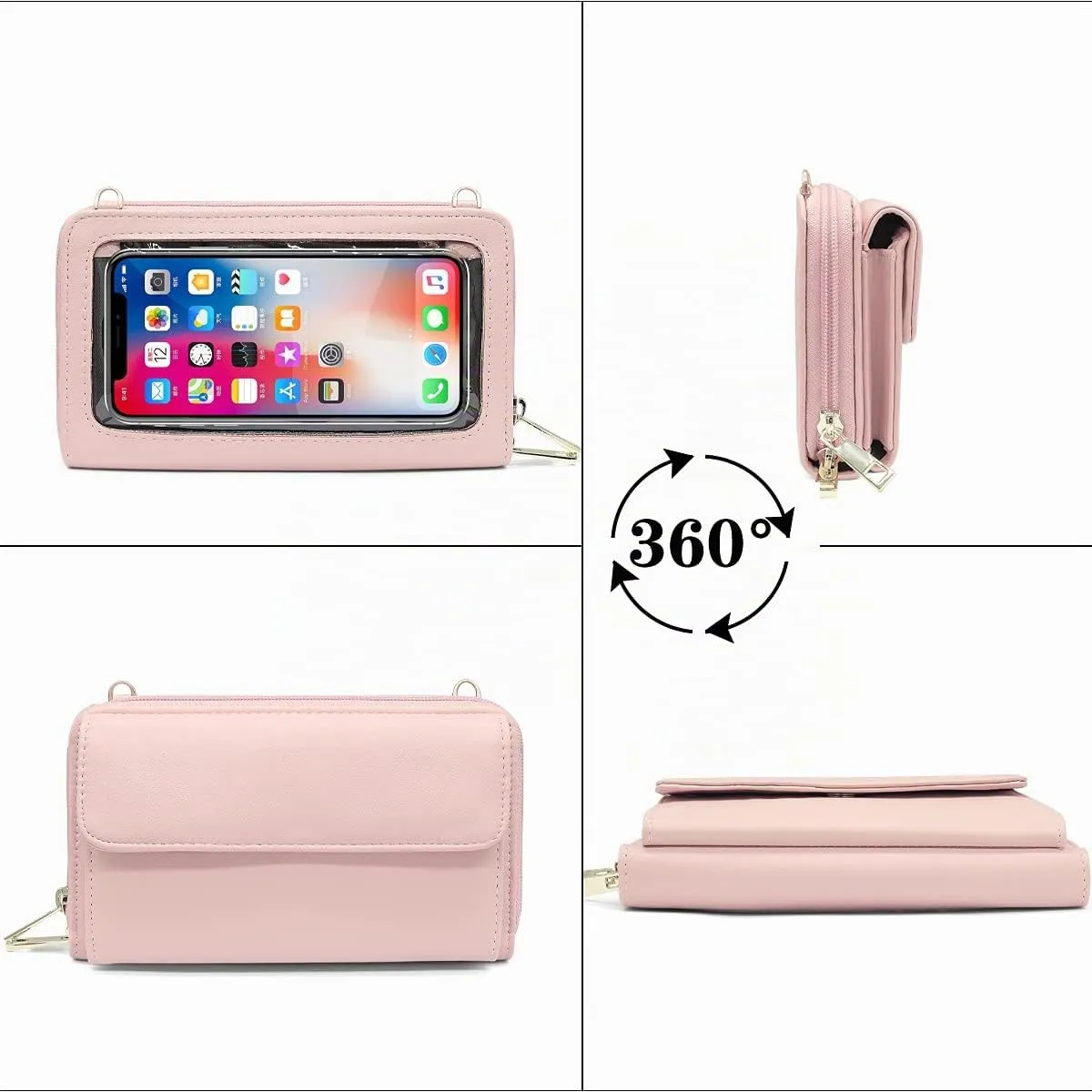 HNOOM Borsa a Tracolla Porta Cellulare Donna, Vino Rosso - immagine 7