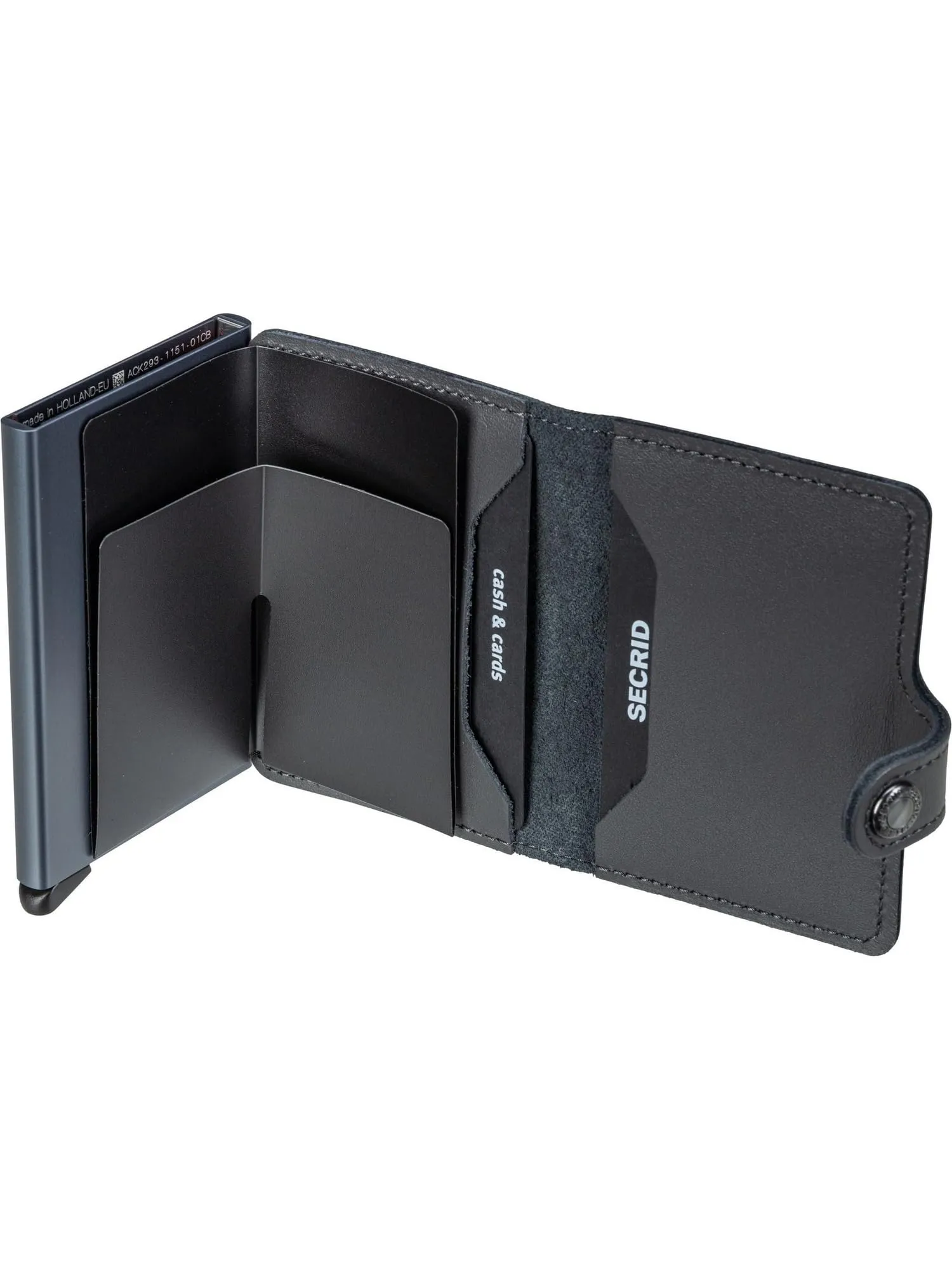 Secrid Miniwallet Originale Grey in Alluminio e Pelle Bovina, 65 x 102 x 21 mm, M-Grey - immagine 4