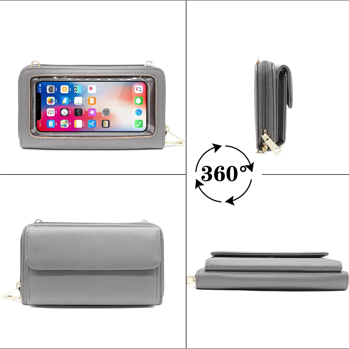 HNOOM Borsa a Tracolla Porta Cellulare Donna, Vino Rosso - immagine 7