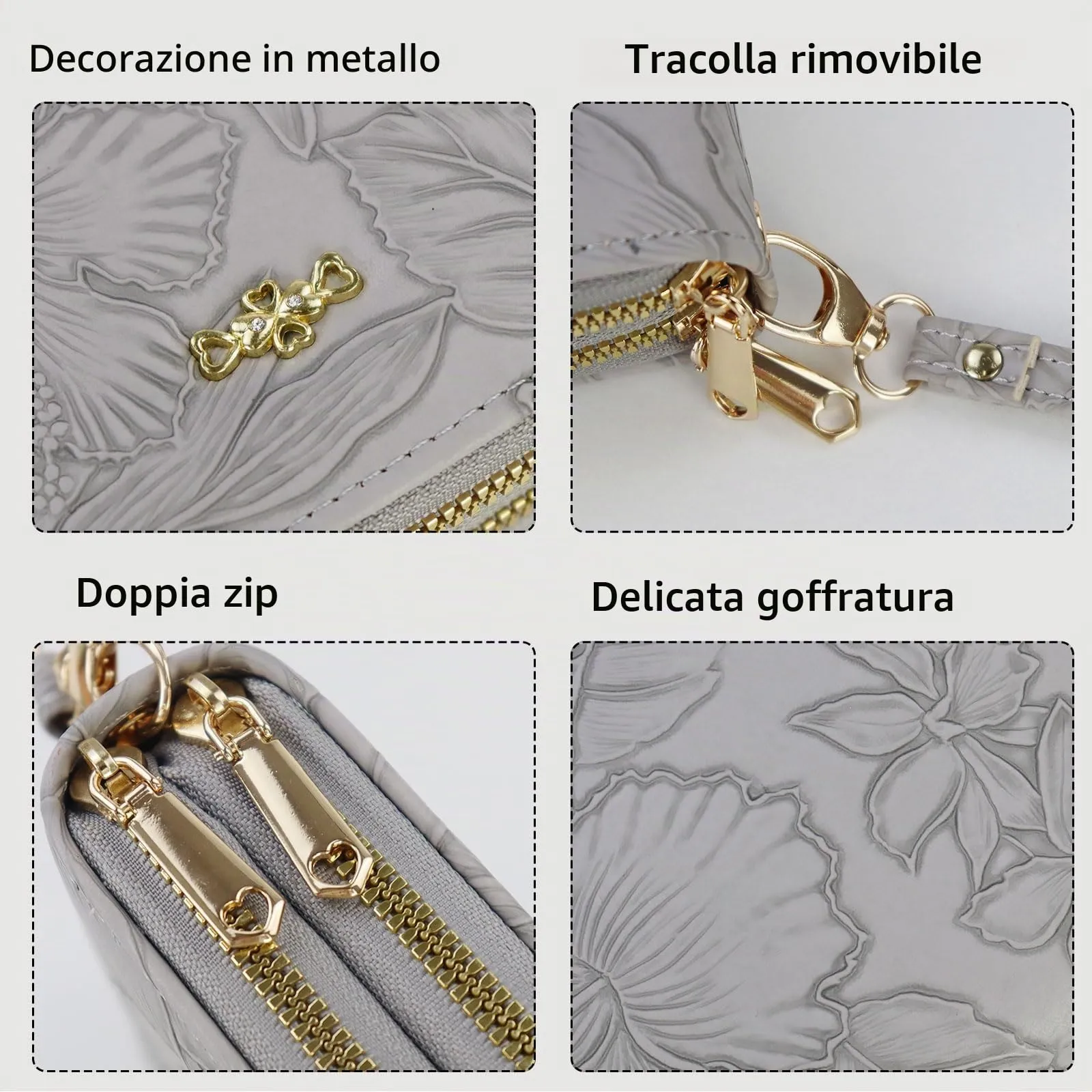 AdiStylinno Portafoglio Donna Lungo in Pelle PU, Floreale, con Cerniera, 8 Slot per Carte e 4 Scomparti - immagine 2
