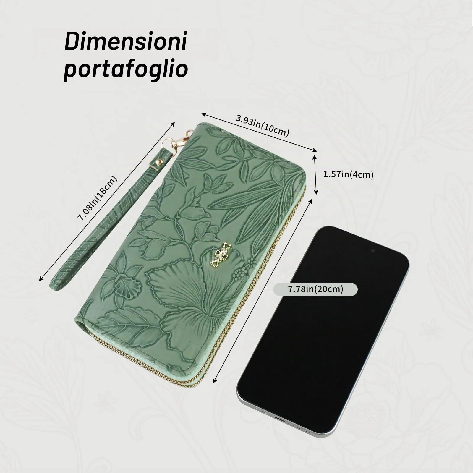 AdiStylinno Portafoglio Donna Lungo in Pelle PU Floreale con Cerniera, 8 Slot per Carte e 4 Scomparti - immagine 4