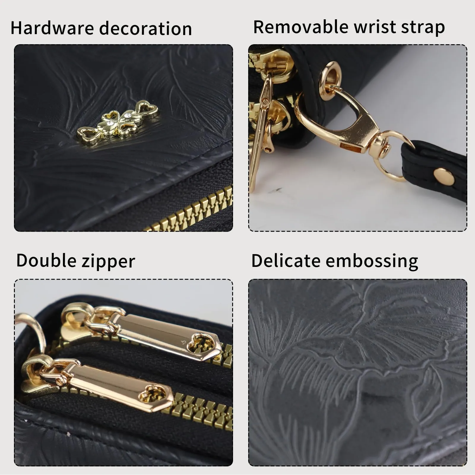 AdiStylinno Portafoglio Donna Lungo in Pelle PU, Stampa Floreale, con Cerniera, 8 Slot per Carte e 4 Scomparti - immagine 2