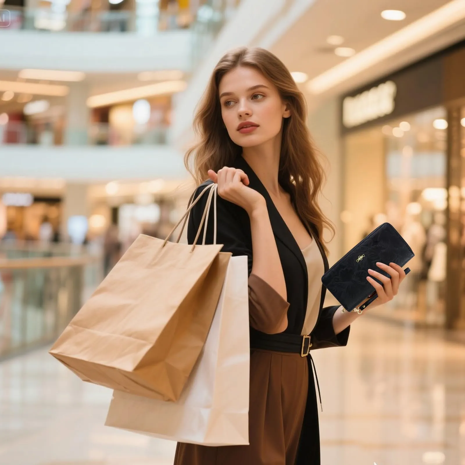 AdiStylinno Portafoglio Donna Lungo in Pelle PU, Stampa Floreale, con Cerniera, 8 Slot per Carte e 4 Scomparti - immagine 5