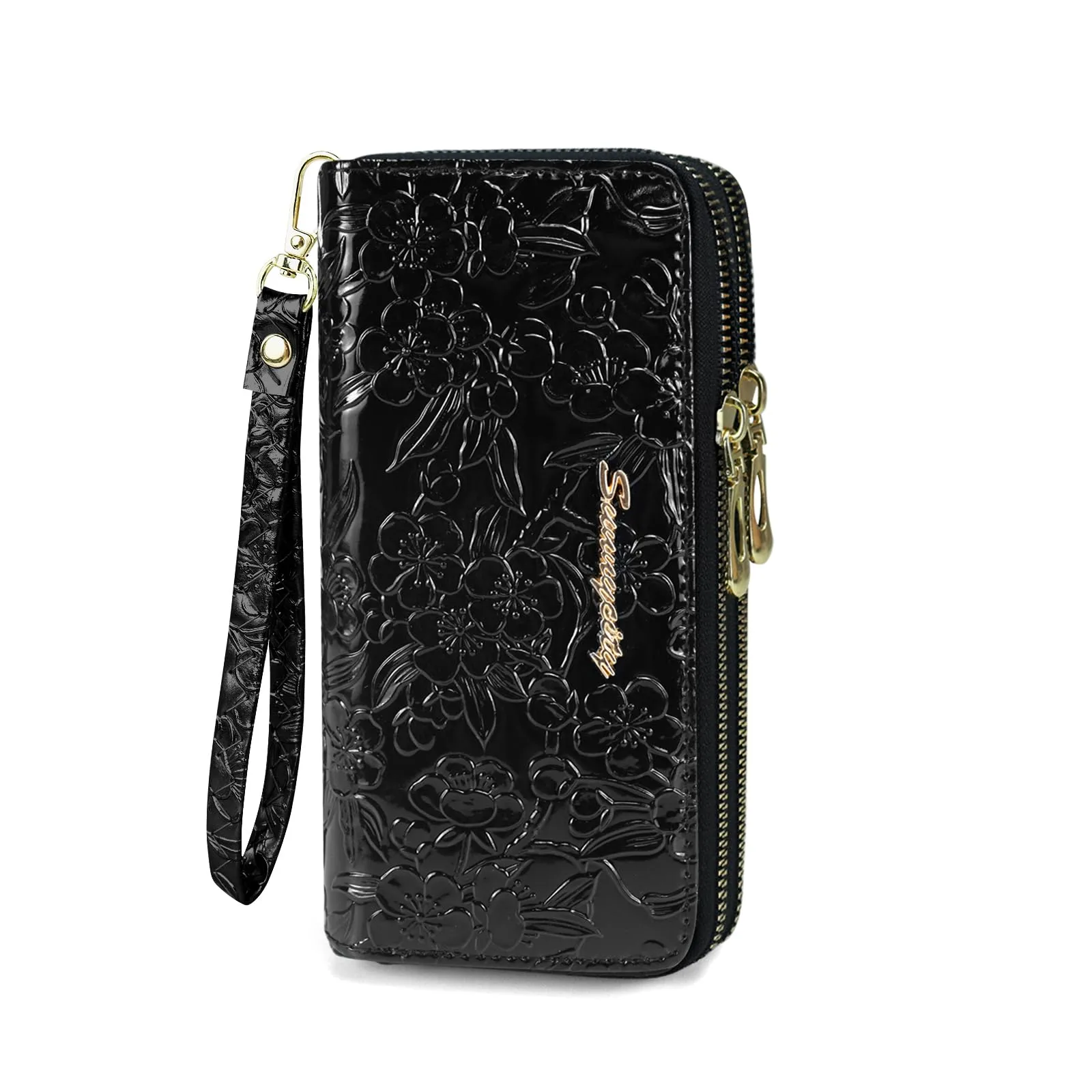 AdiStylinno Portafoglio da Donna in Pelle PU con Stampa Floreale, Nero-D, 19 x 4.5 x 9.8 cm - immagine 1