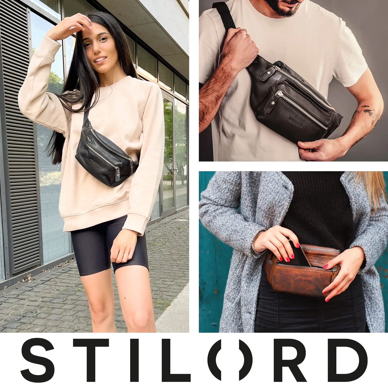 STILORD Portland Marsupio in Pelle Vintage Unisex - Seppia Marrone - immagine 7