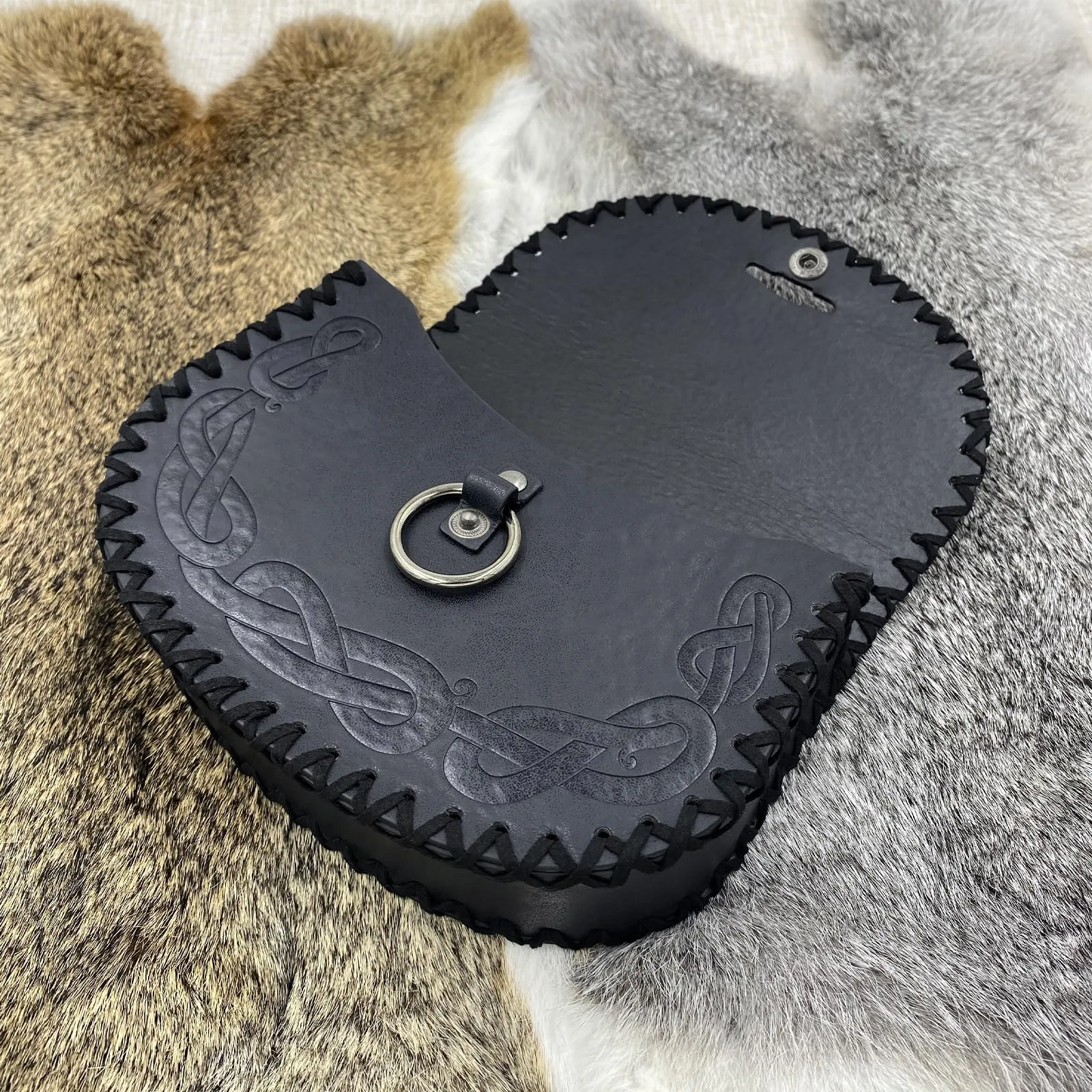 HiiFeuer Cintura Medievale con Borsa Vichinga in Ecopelle Vintage, Nero B - immagine 4