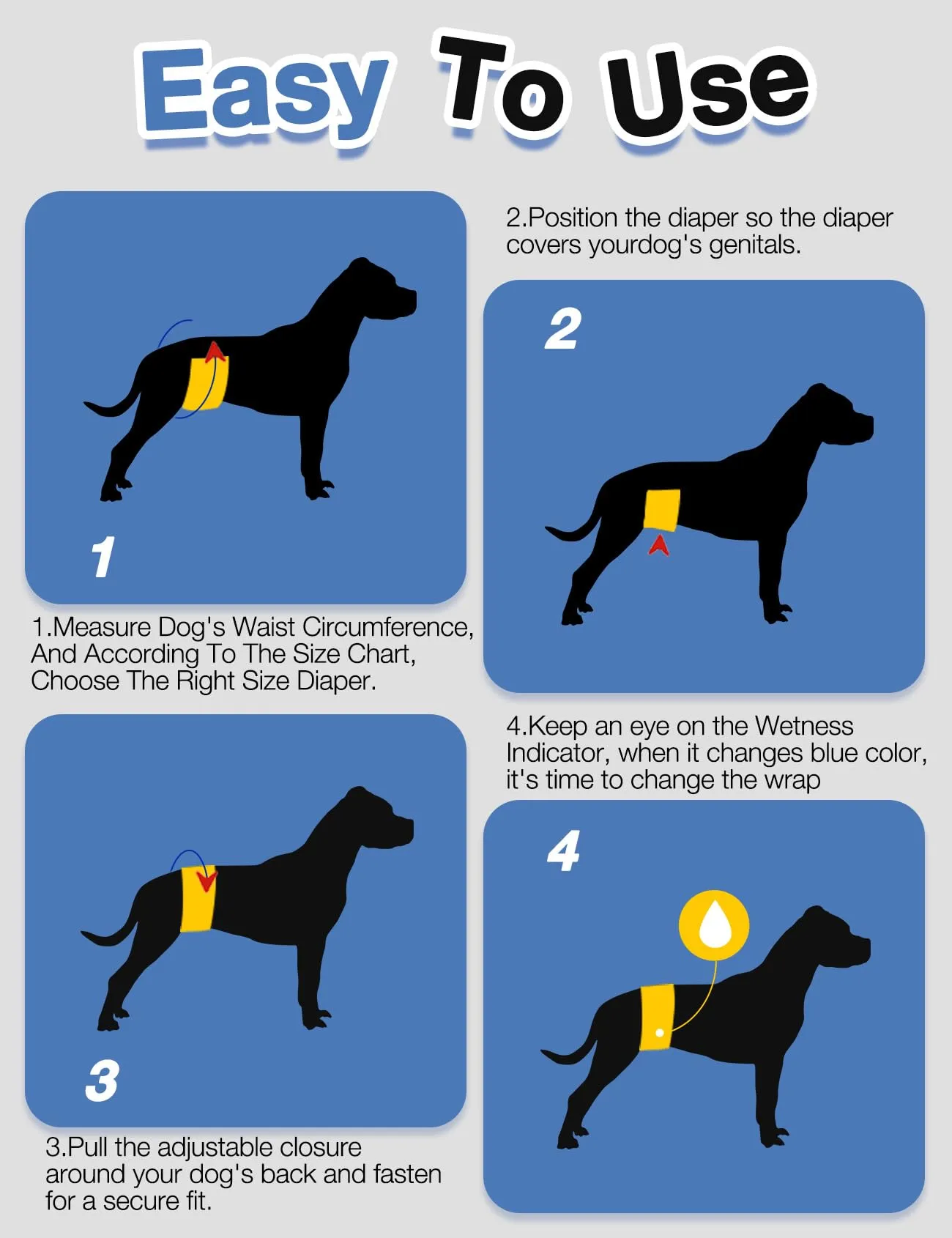 Dono Pannolini per Cani Maschi, 48 pz, con Indicatore di Bagnatura, Super Assorbenti, Taglia S - immagine 5