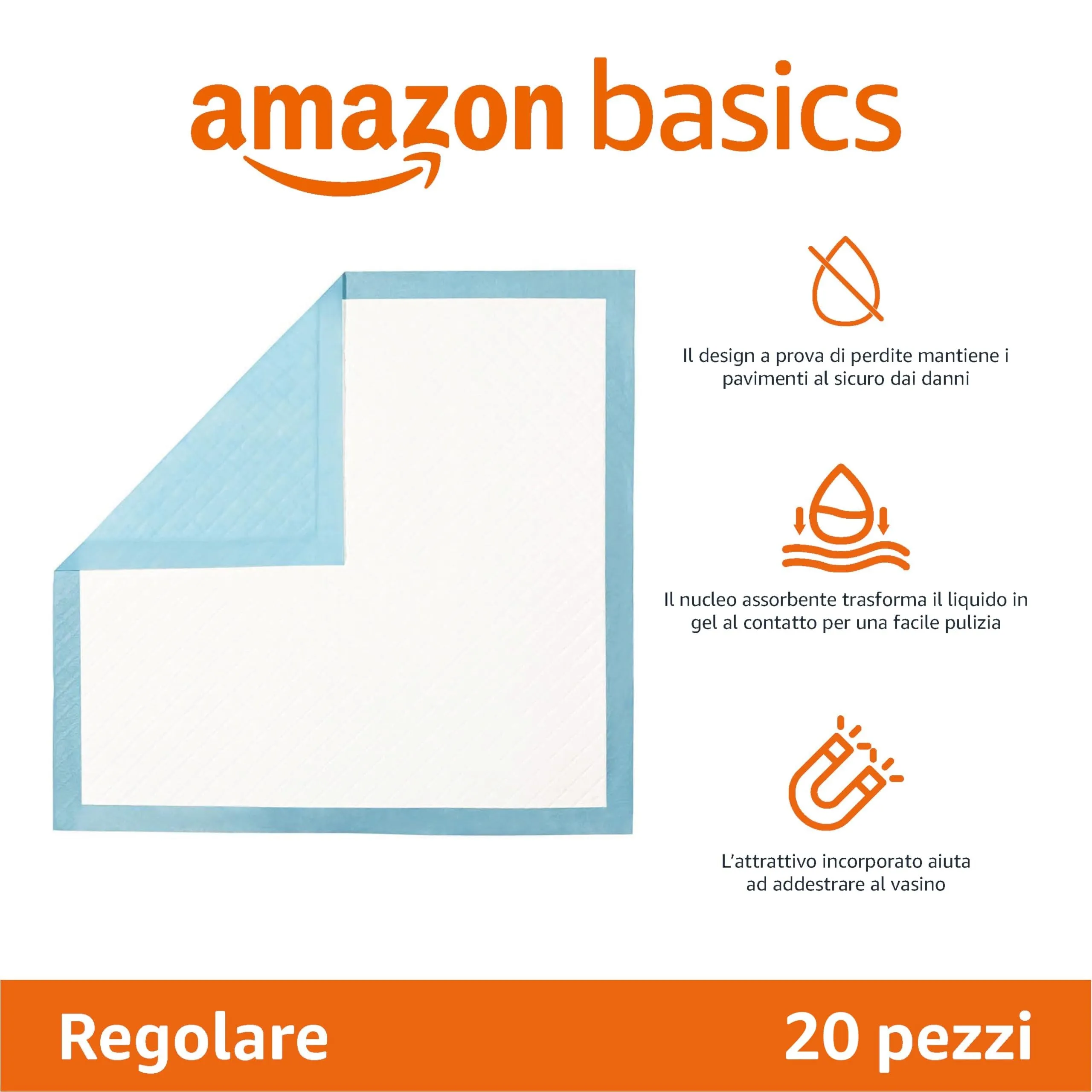 Amazon Basics Tappetini per Addestramento Cani e Cuccioli, Dimensione Standard, Blu, Confezione da 20 - immagine 2