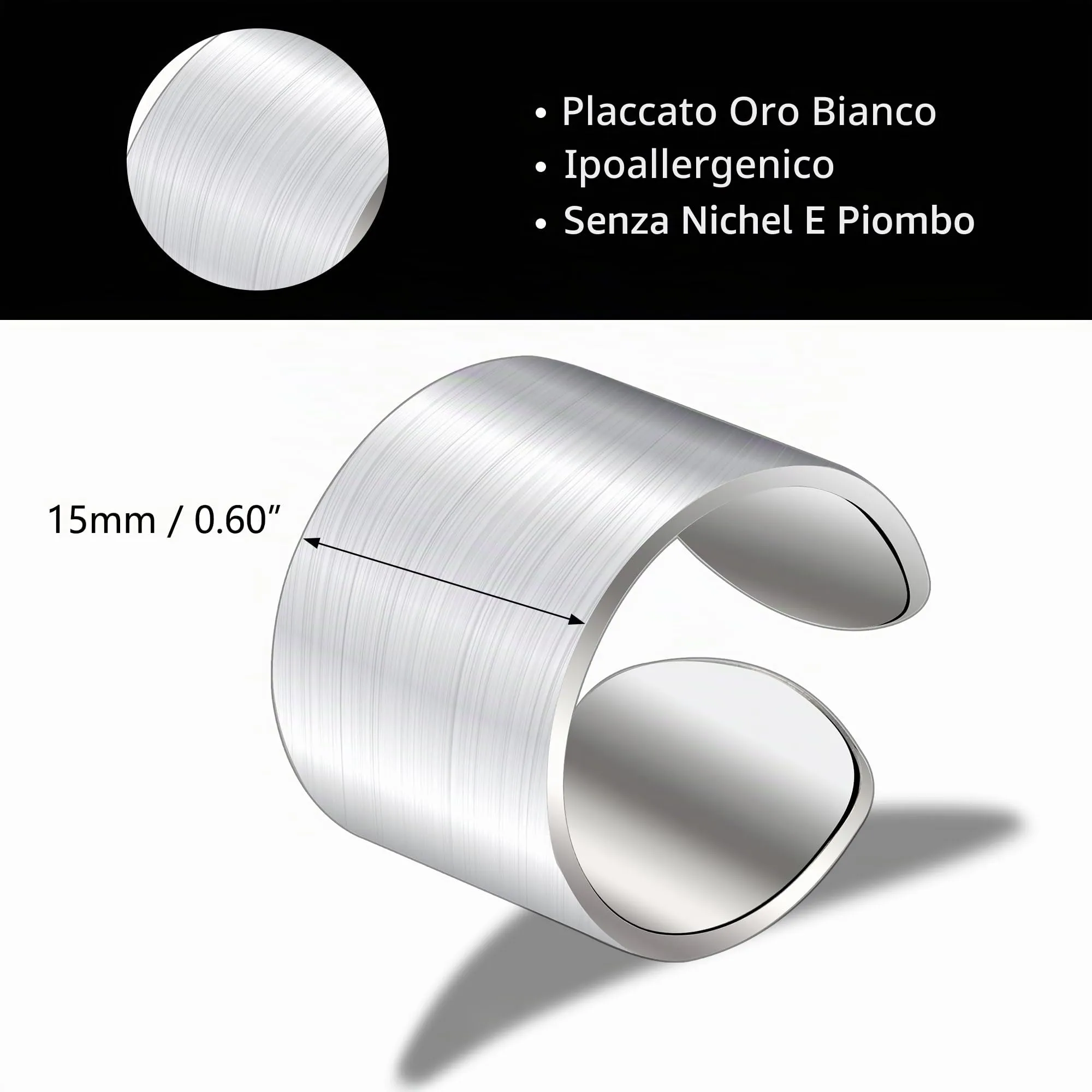 ALEXCRAFT Anelli Uomo Donna Argento 925 Fascia Larga 15mm - immagine 6