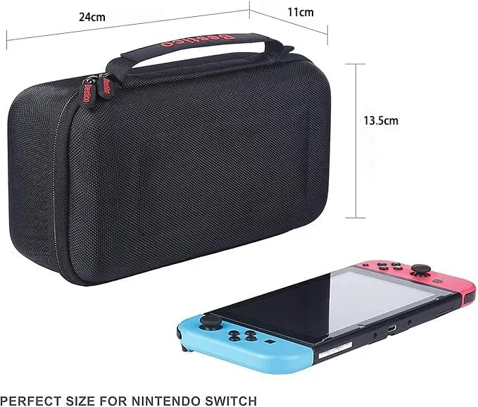 Bestico Custodia per Nintendo Switch e Switch OLED, Case da viaggio per Console, 10 Giochi, Alimentatore CA, Cavo HDMI, Joycon Strap e Grip - immagine 5