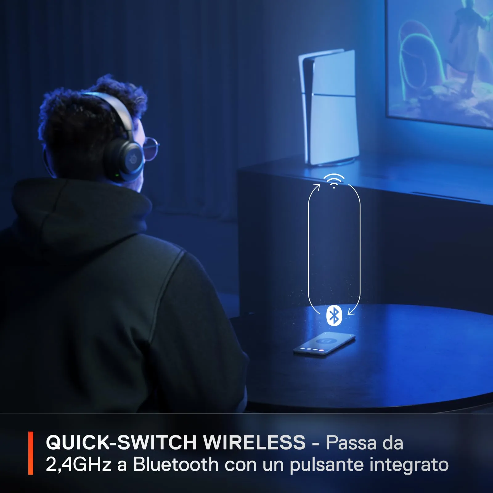 SteelSeries Arctis Nova 5 Wireless Gaming Headset - Neodymium Drivers, 60h Battery, 2.4GHz & Bluetooth, ClearCast Gen2.X Microphone - PC, PS5, Mobile - immagine 5
