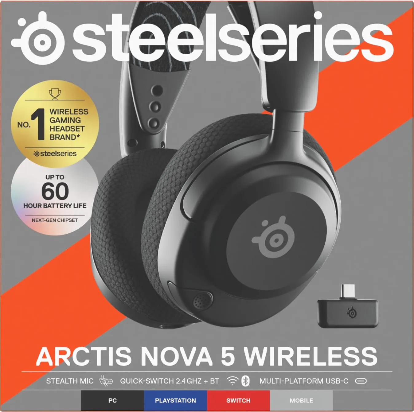 SteelSeries Arctis Nova 5 Wireless Gaming Headset - Neodymium Drivers, 60h Battery, 2.4GHz & Bluetooth, ClearCast Gen2.X Microphone - PC, PS5, Mobile - immagine 10