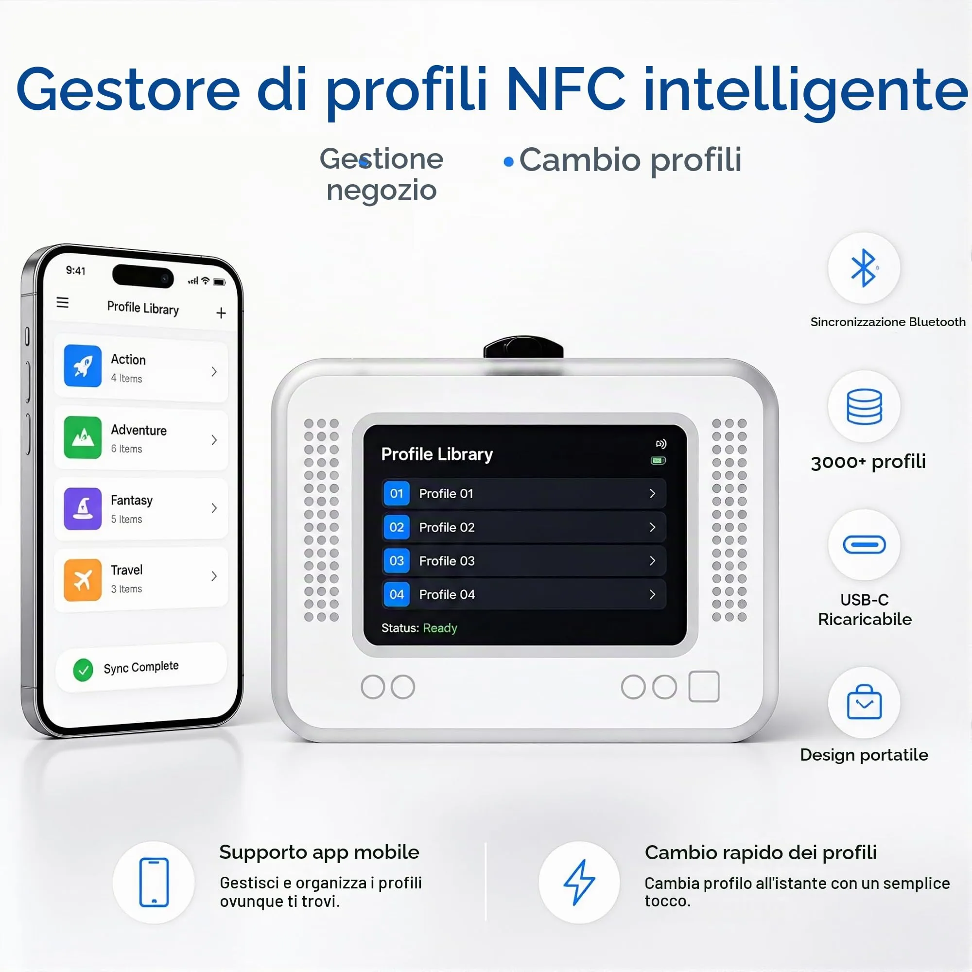 YMW Allmiibo Emulatore NFC per Switch, 3DS, 2DS, Wii U, Schermo OLED 1,2 pollici, 3000 Archivi NFC - immagine 2