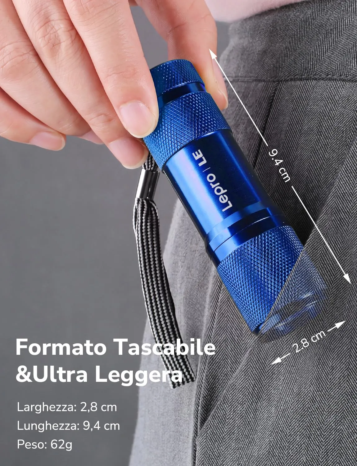 Lepro Torcia UV LED 395nm, 2 Pezzi, Blu, 6 Batterie AAA Incluse - immagine 6