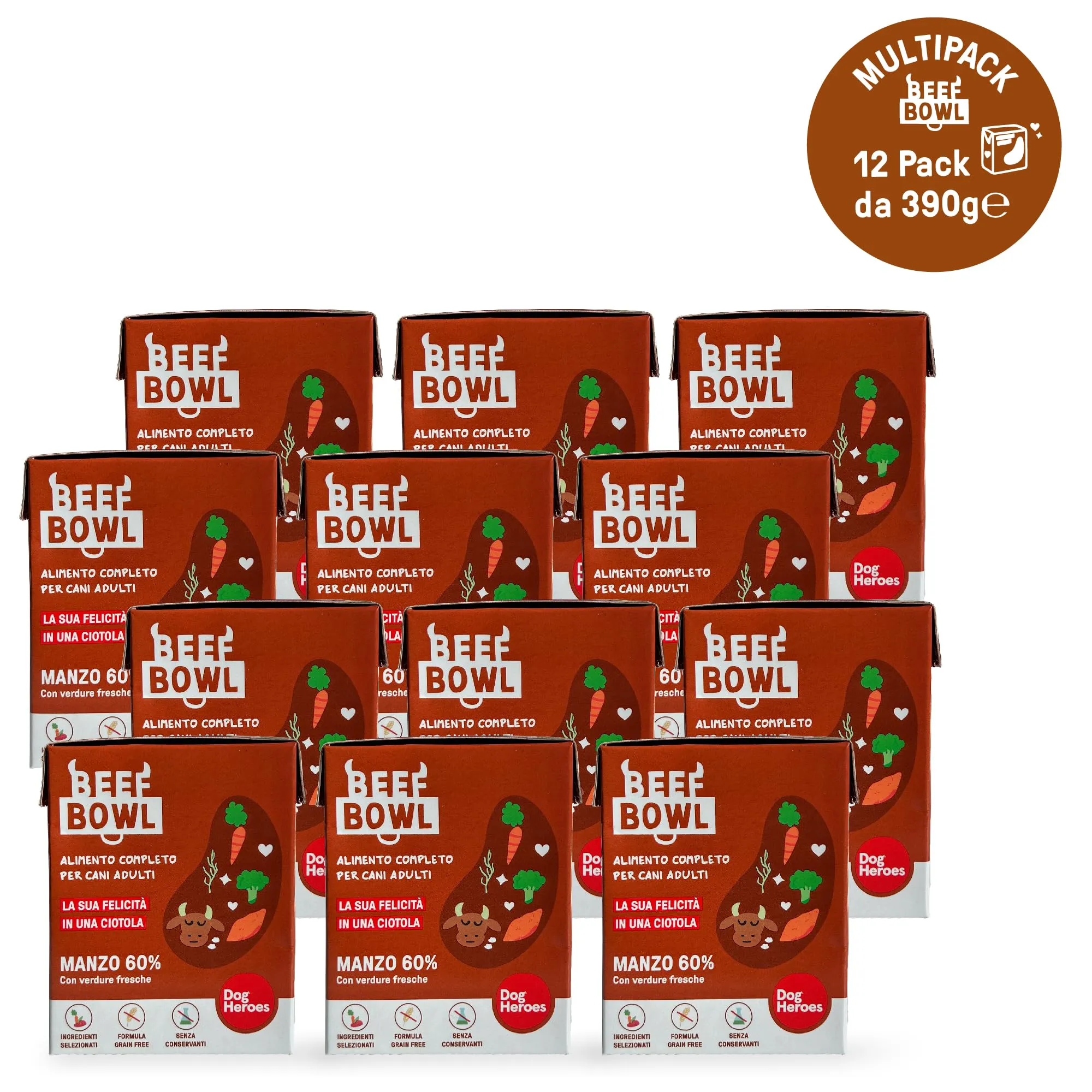 Dog Heroes Cibo Umido per Cani Manzo (60%) 12x390g - immagine 2