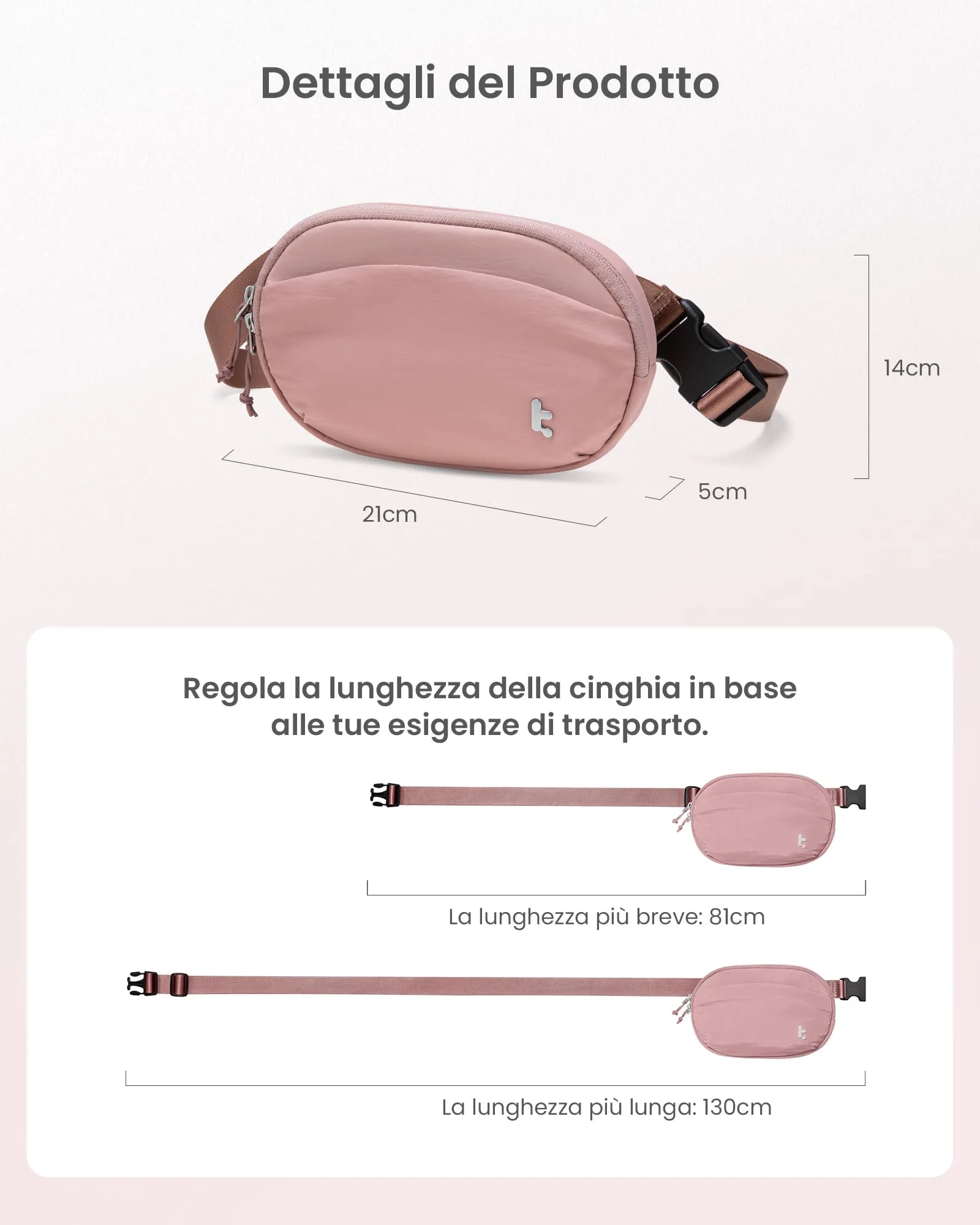 tomtoc Borsa a Tracolla da Donna con Protezione RFID, 1,5 L, Impermeabile, Rosa - immagine 7