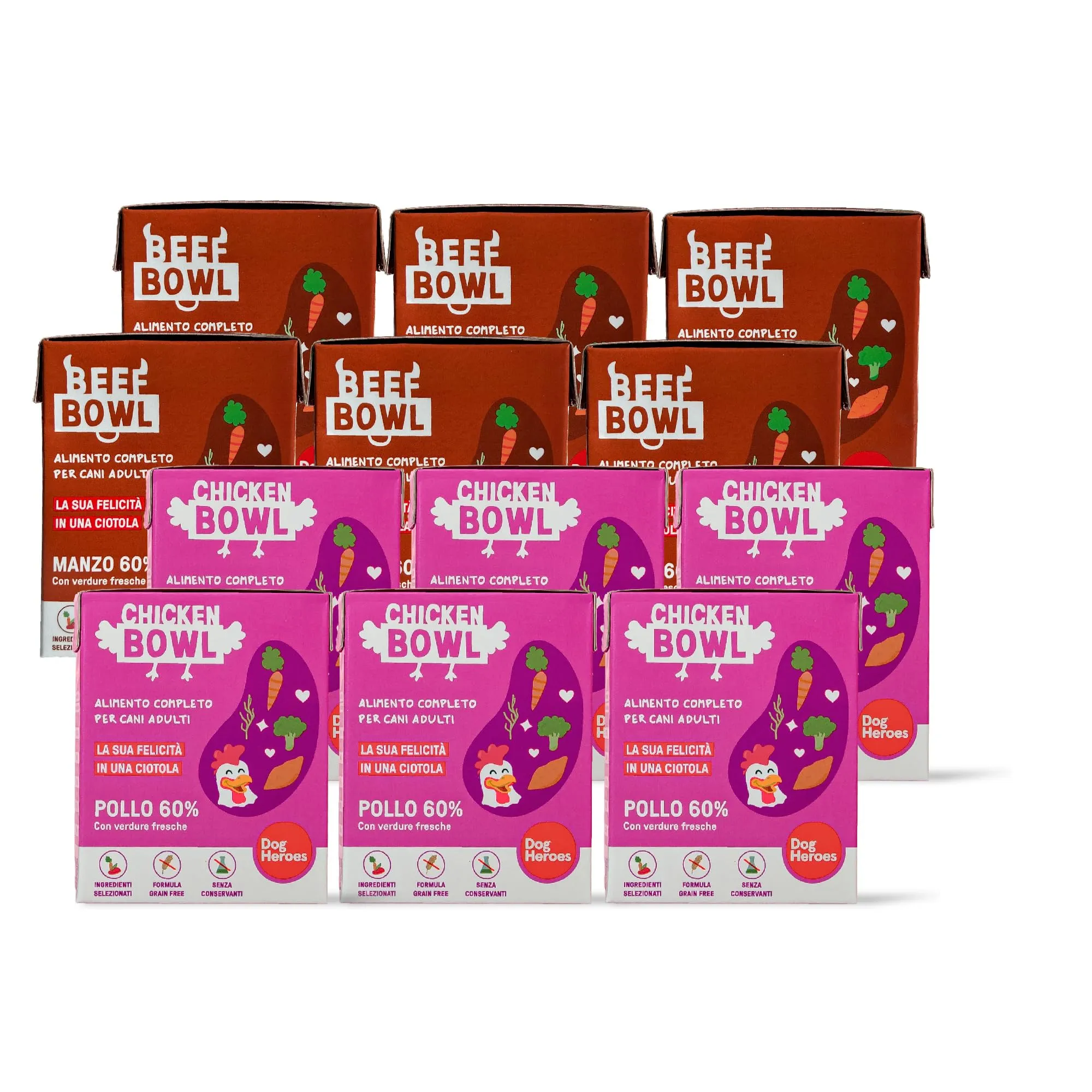 Dog Heroes Cibo Umido per Cani Manzo + Pollo (60%) 12x390g - immagine 1