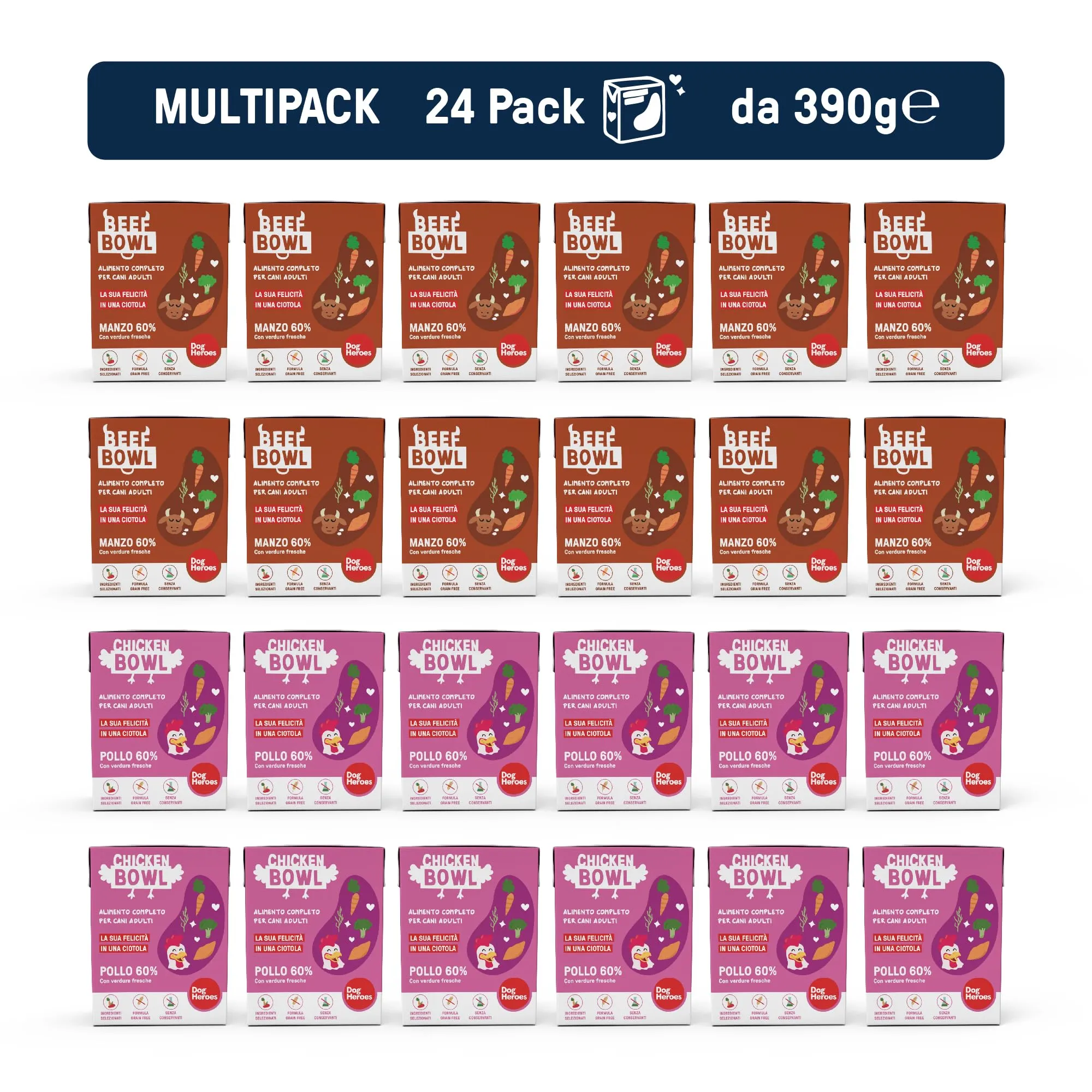 Dog Heroes Cibo Umido per Cani Manzo + Pollo 24x390g - immagine 2