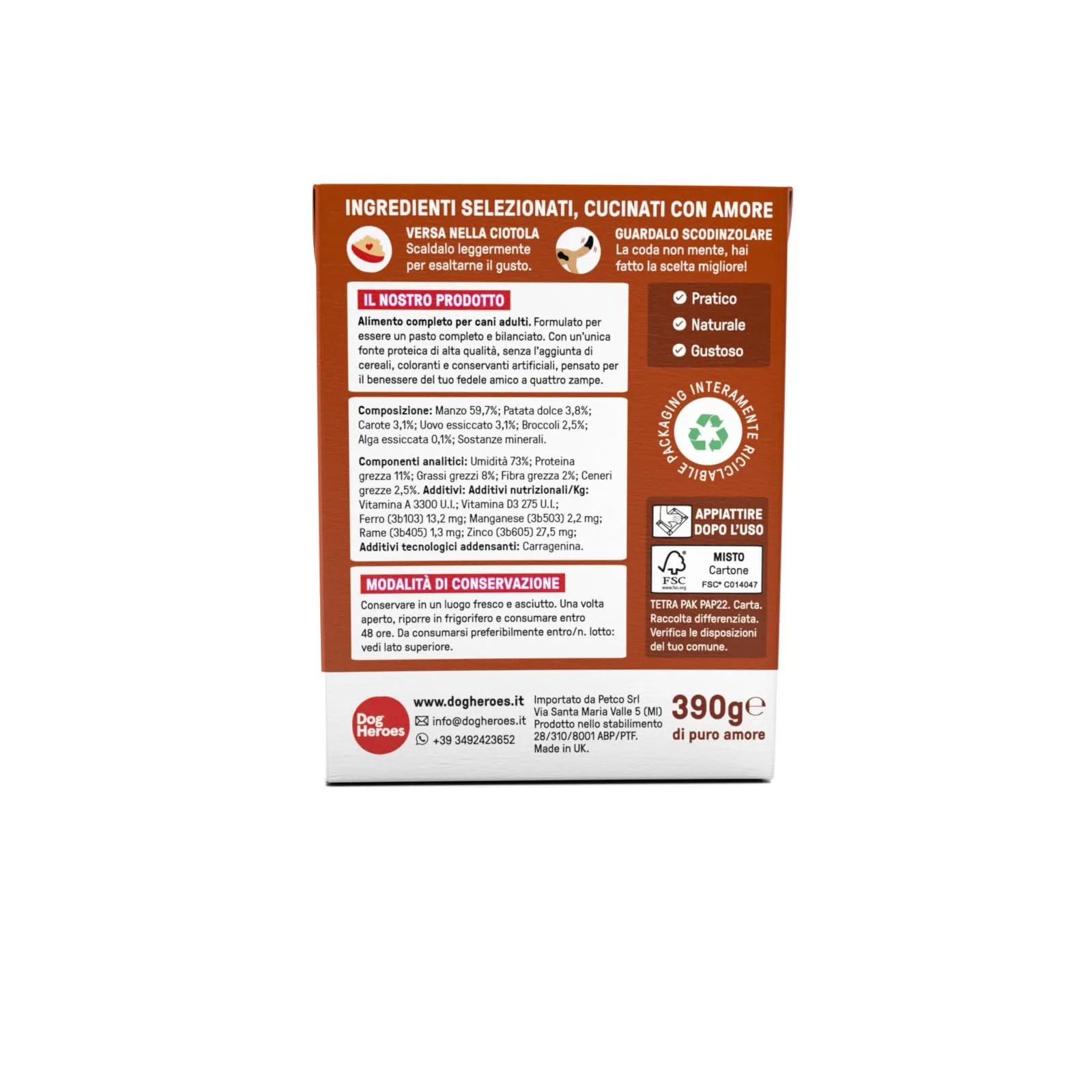 Dog Heroes Cibo Umido per Cani Manzo + Pollo 24x390g - immagine 5