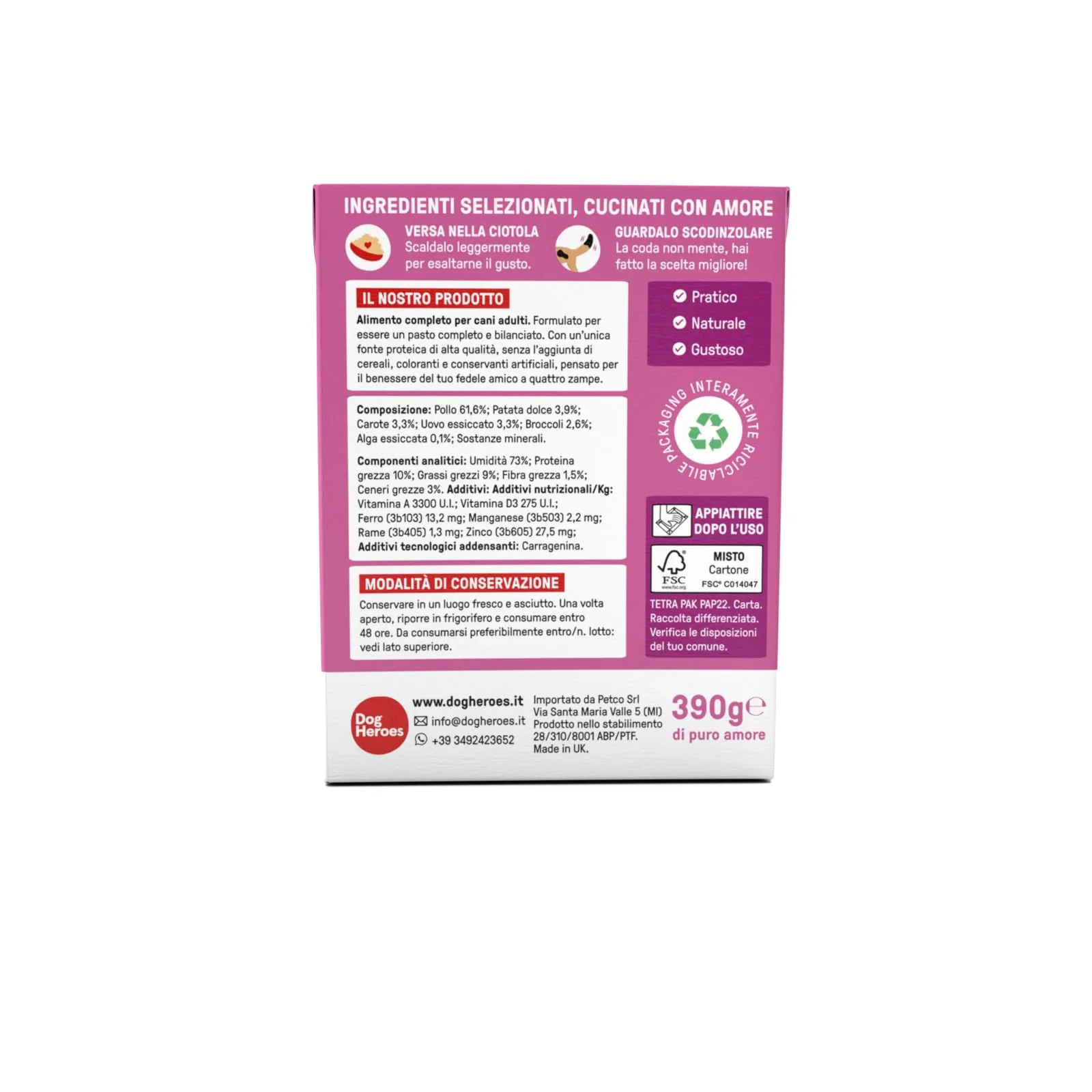Dog Heroes Cibo Umido per Cani Manzo + Pollo 24x390g - immagine 6