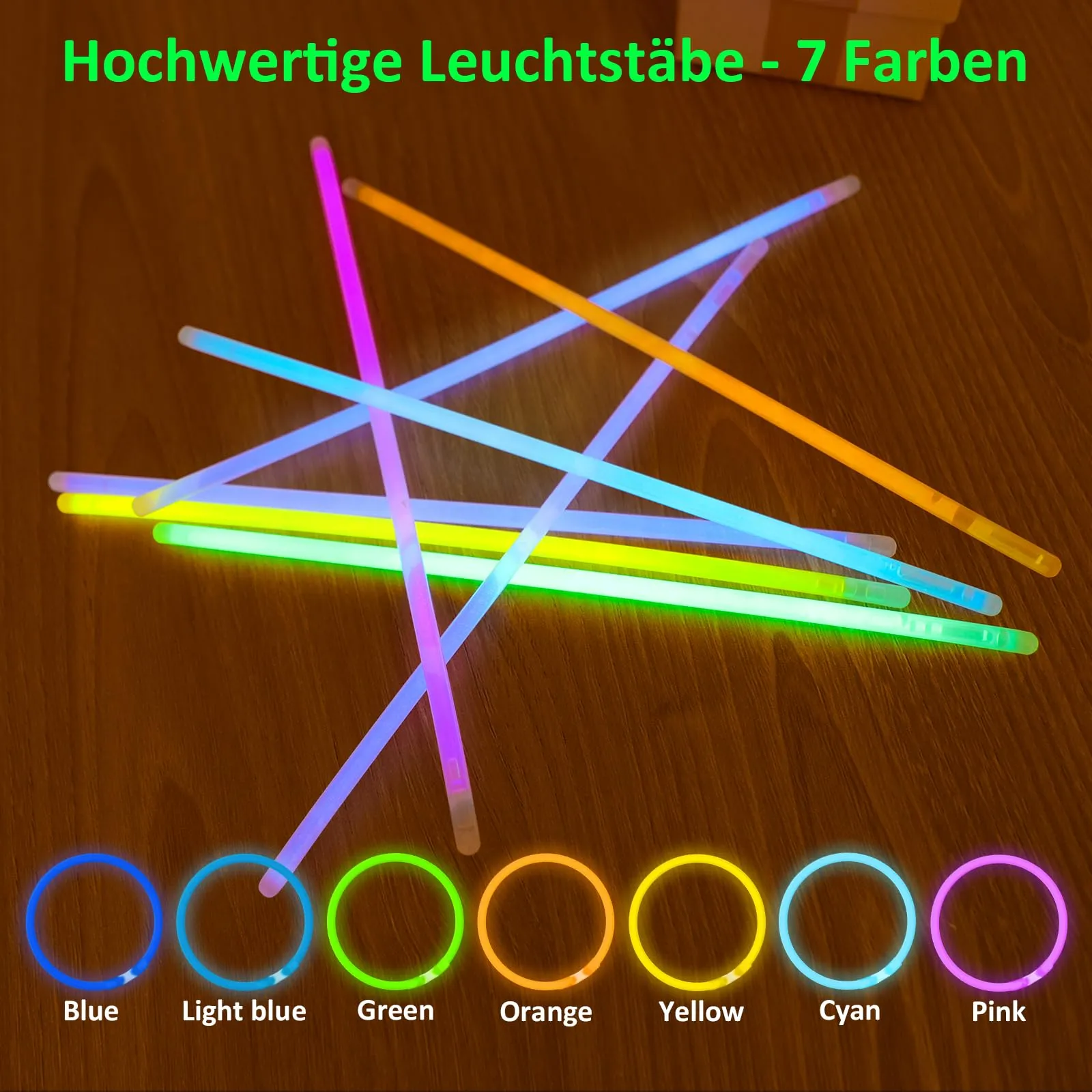 UooEA 300 Bastoncini Luminosi Multicolore con Connettori per Braccialetti e Collane - immagine 3
