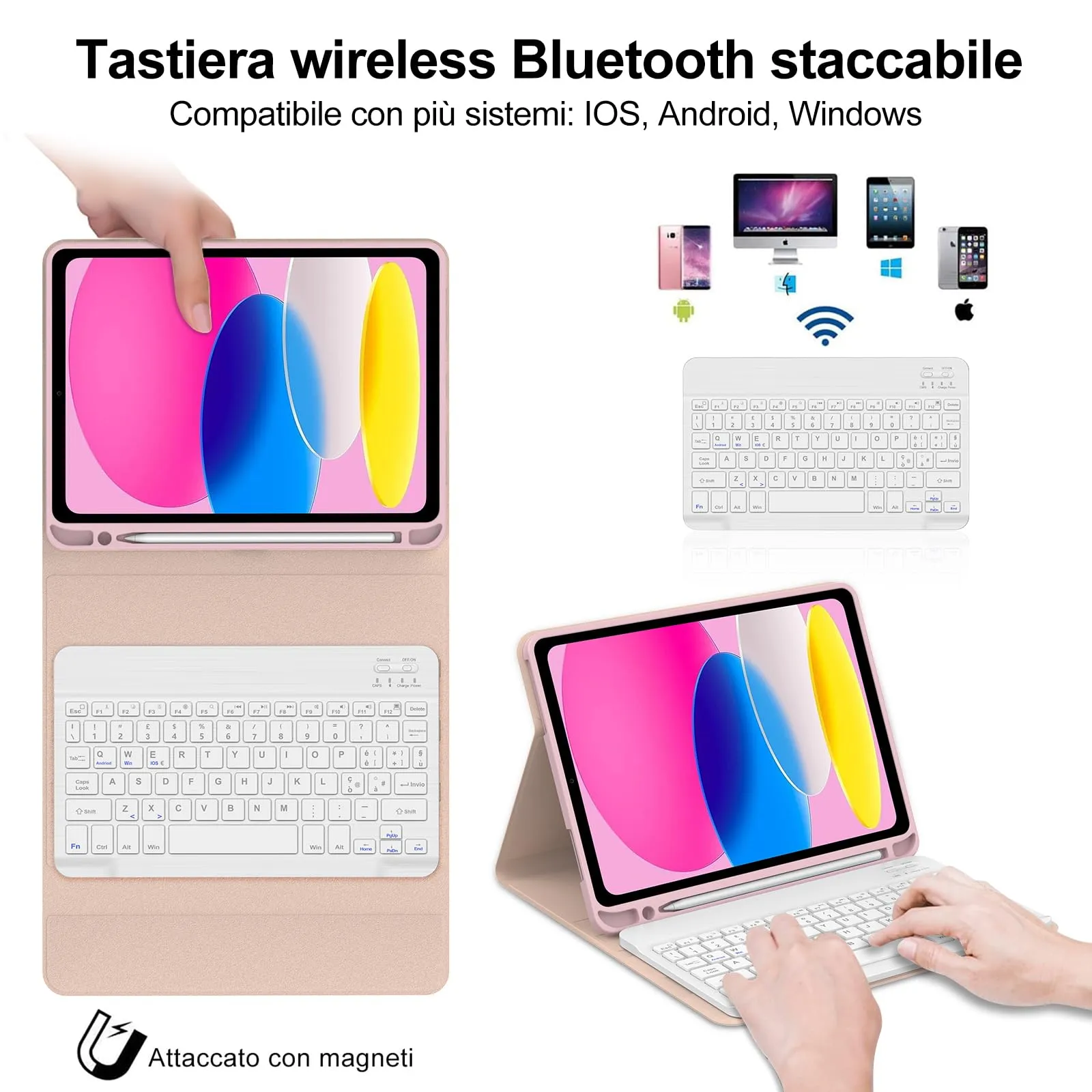 IVEOPPE Tastiera e Custodia per iPad 11 Generazione 11" (2025) e iPad 10 Generazione 10.9" (2022) - immagine 3