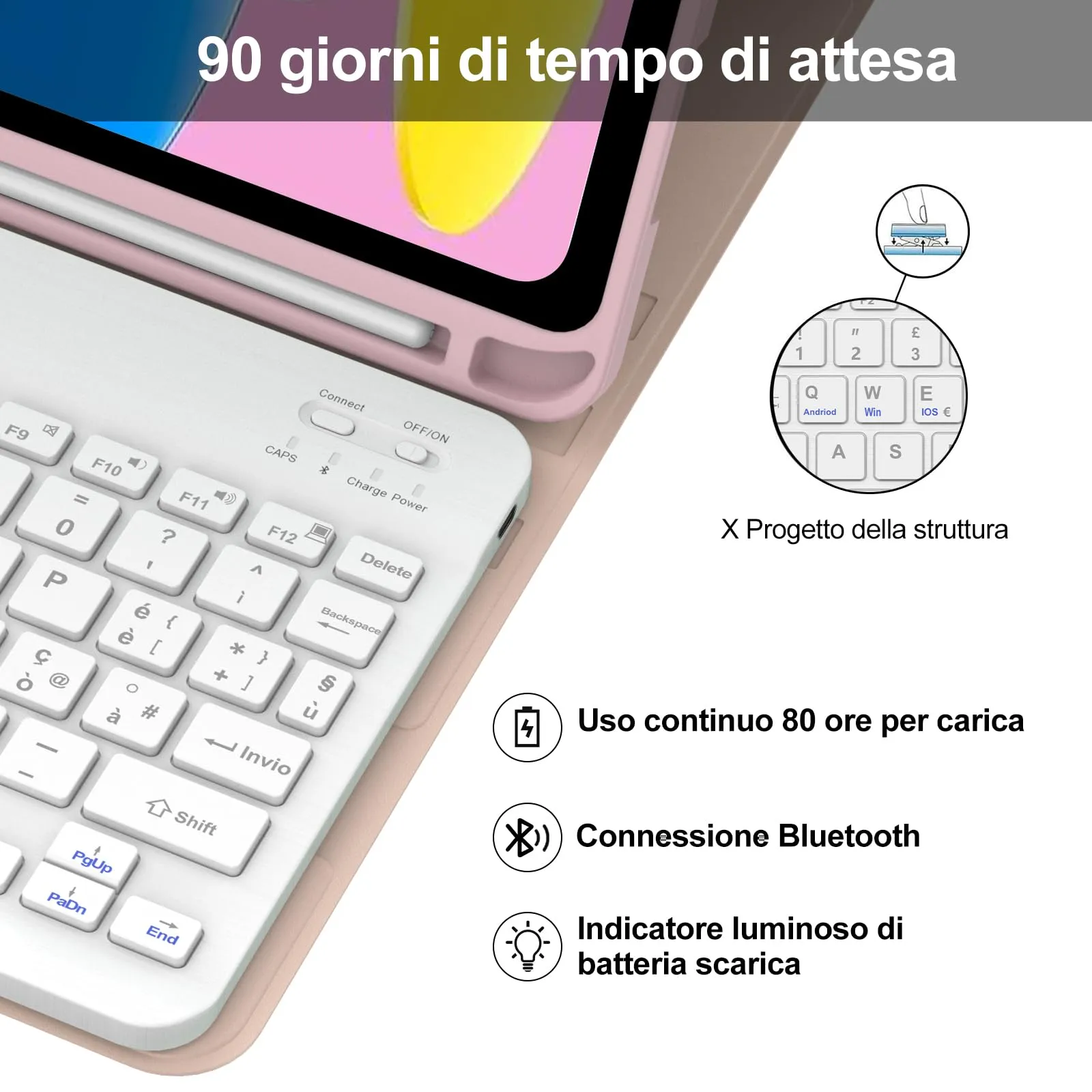 IVEOPPE Tastiera e Custodia per iPad 11 Generazione 11" (2025) e iPad 10 Generazione 10.9" (2022) - immagine 4