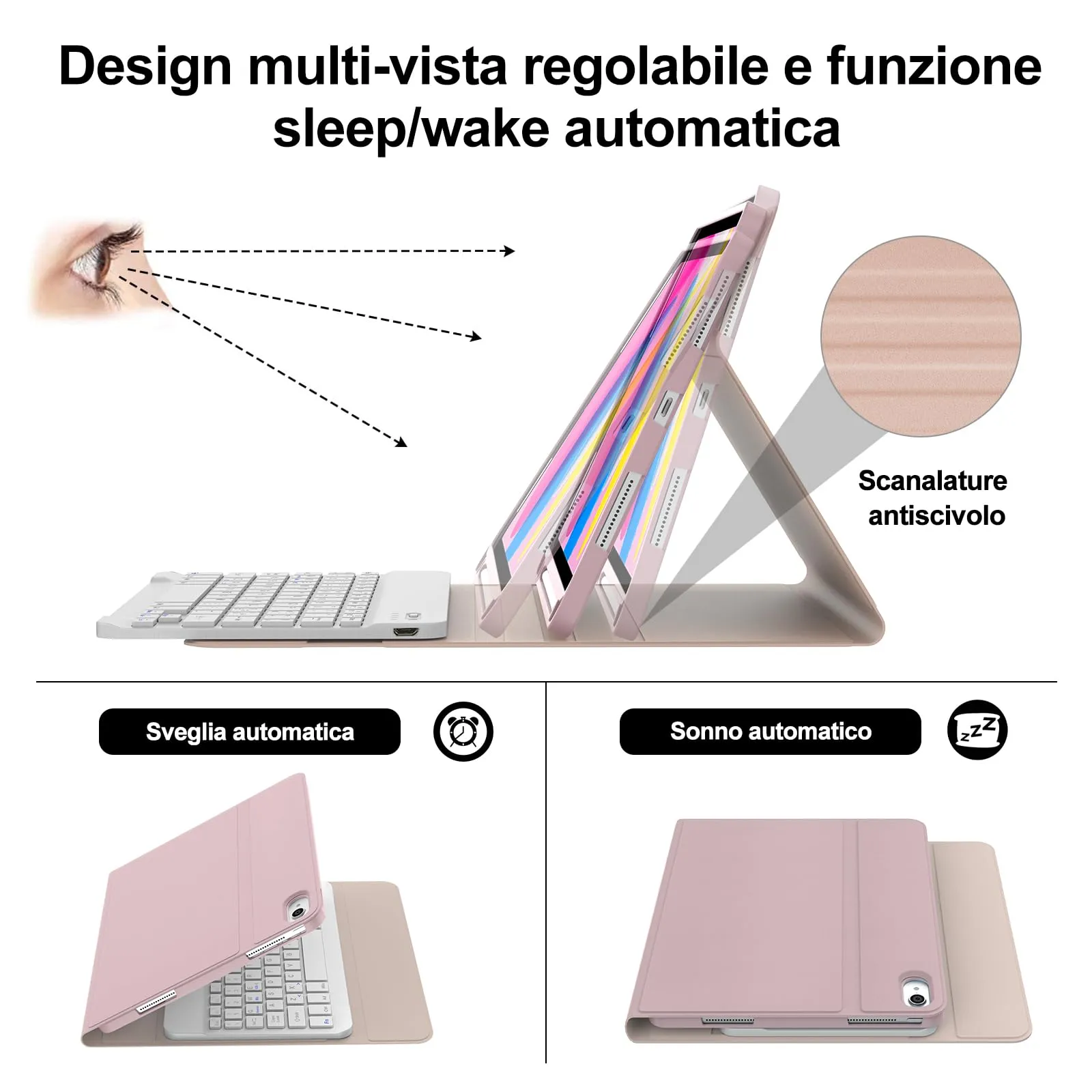 IVEOPPE Tastiera e Custodia per iPad 11 Generazione 11" (2025) e iPad 10 Generazione 10.9" (2022) - immagine 5