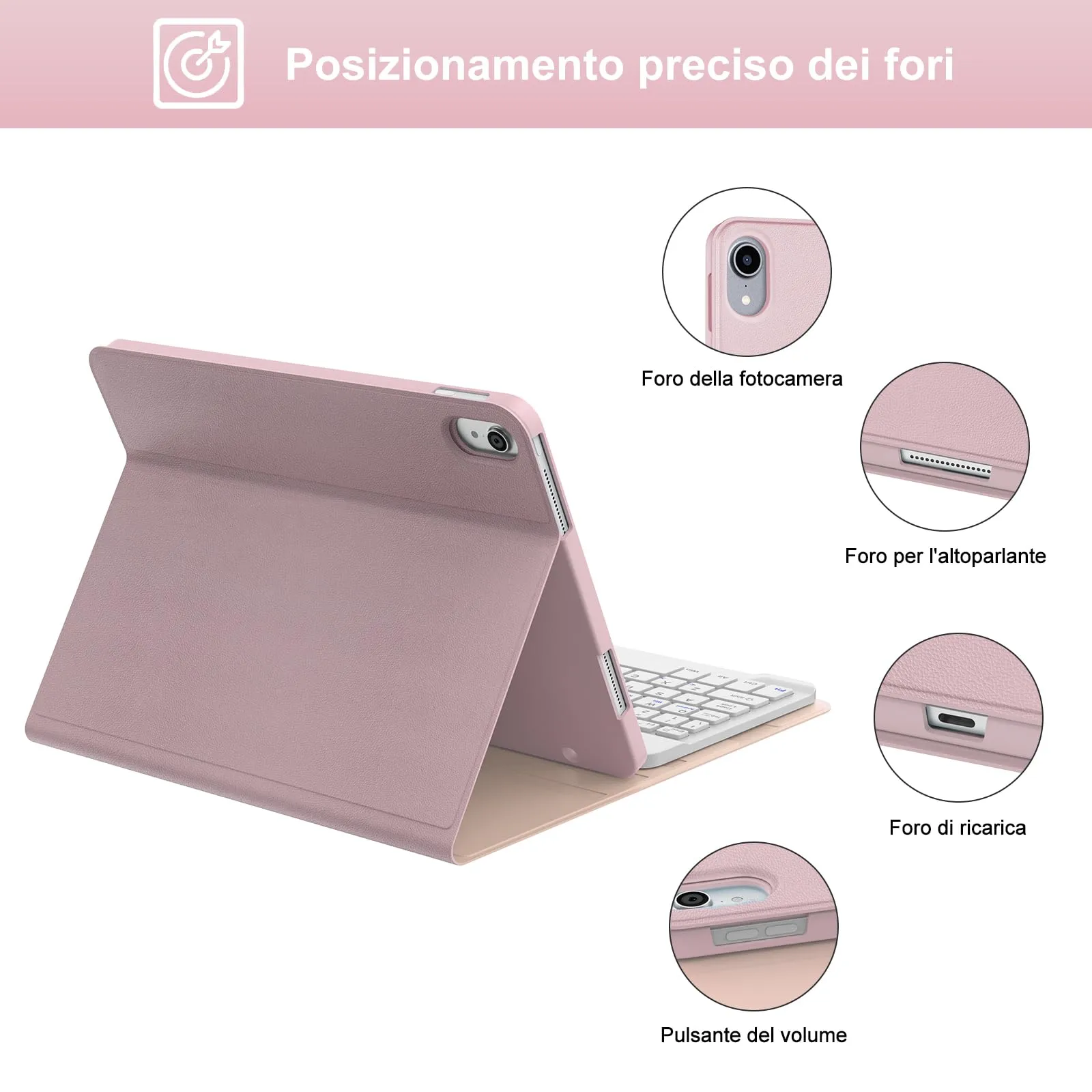 IVEOPPE Tastiera e Custodia per iPad 11 Generazione 11" (2025) e iPad 10 Generazione 10.9" (2022) - immagine 6
