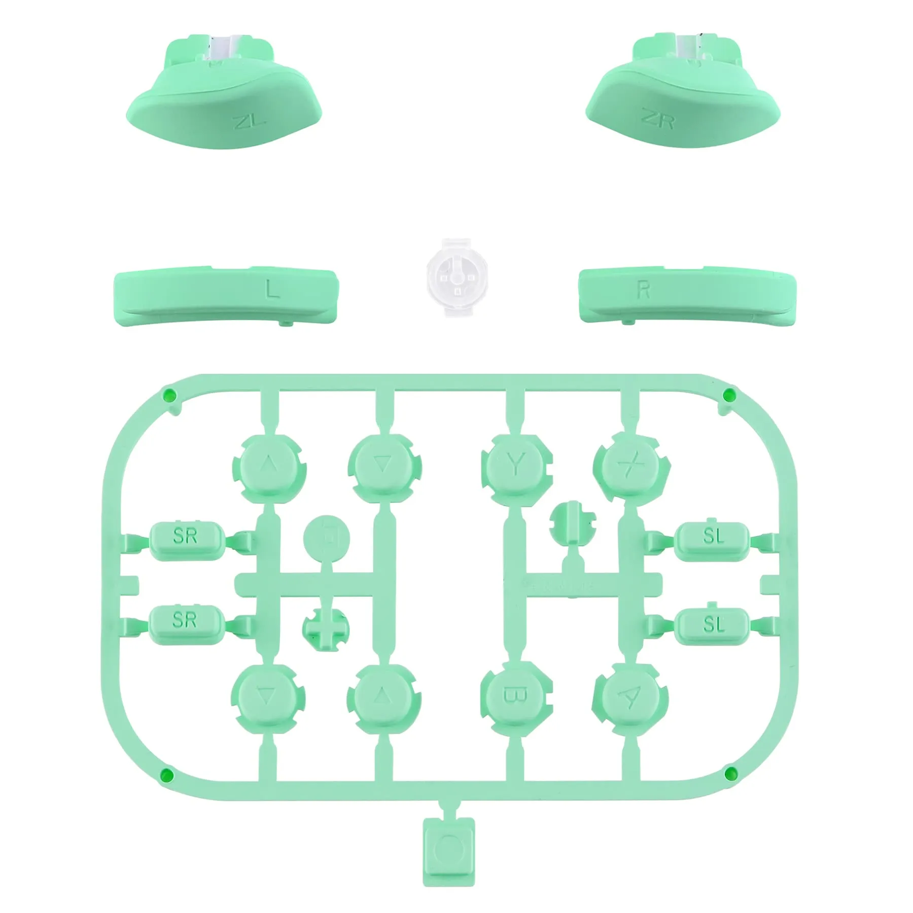 eXtremeRate Tasti Kit per Nintendo Switch e OLED Joy-Con, Pezzi di Ricambio Pulsanti SR SL L R ZR ZL ABXY e Direzionali con Cacciaviti - Menta Verde - immagine 2