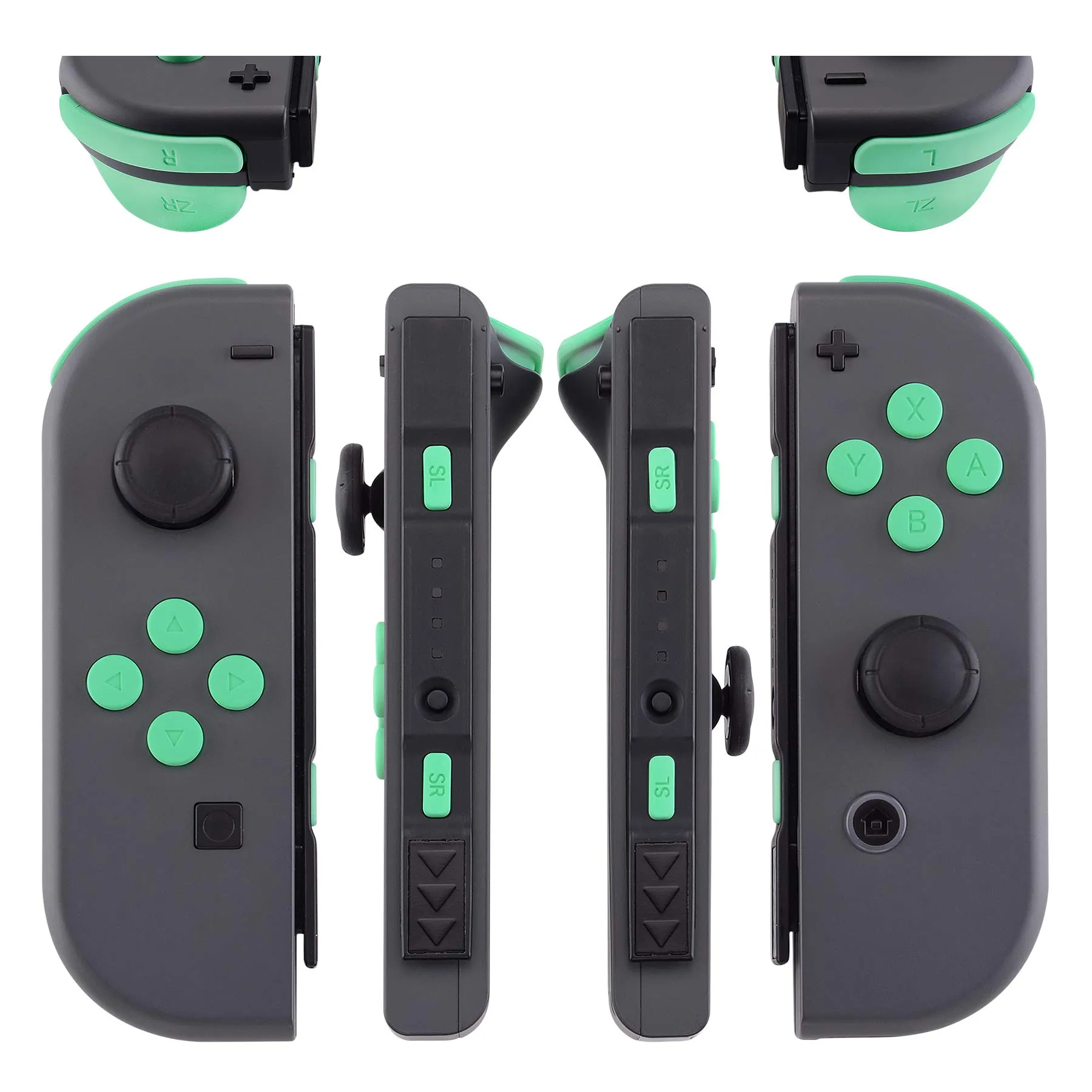 eXtremeRate Tasti Kit per Nintendo Switch e OLED Joy-Con, Pezzi di Ricambio Pulsanti SR SL L R ZR ZL ABXY e Direzionali con Cacciaviti - Menta Verde - immagine 3