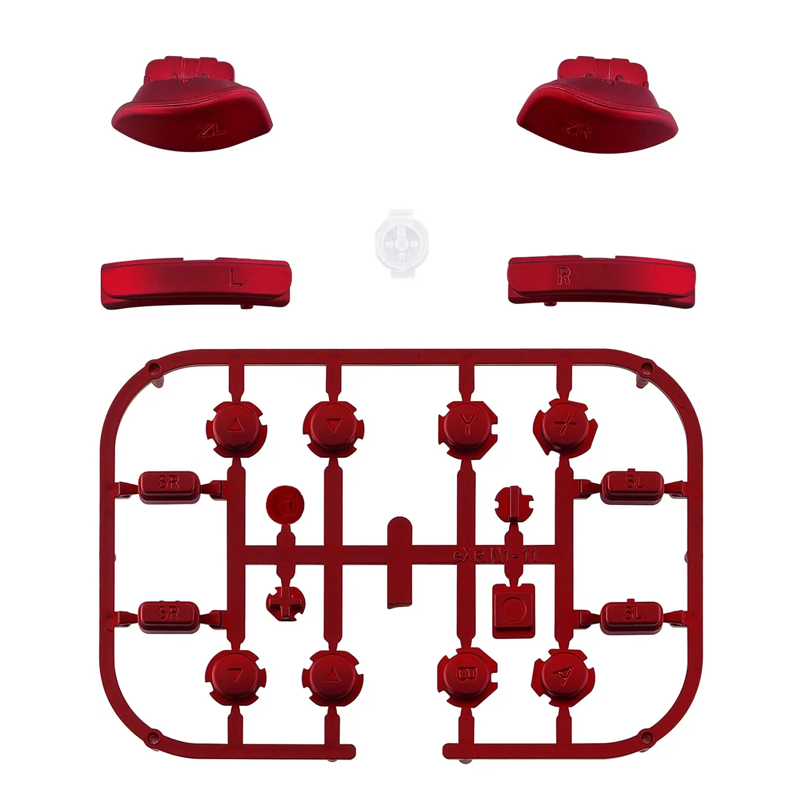 eXtremeRate Tasti Kit per Nintendo Switch/OLED Joycon, Pezzi di Ricambio Pulsanti SR SL L R ZR ZL ABXY e Direzionali con Cacciaviti - Rosso - immagine 1