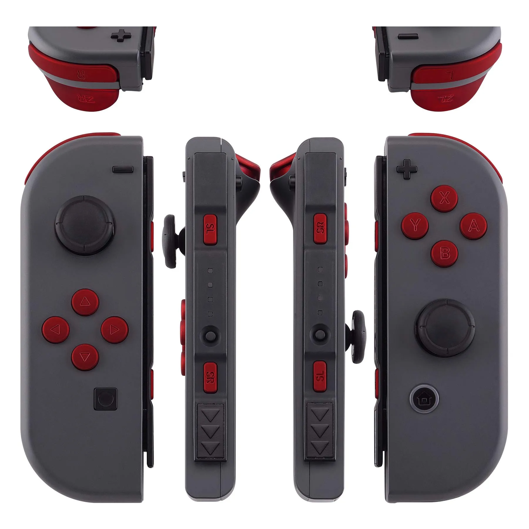 eXtremeRate Tasti Kit per Nintendo Switch/OLED Joycon, Pezzi di Ricambio Pulsanti SR SL L R ZR ZL ABXY e Direzionali con Cacciaviti - Rosso - immagine 3
