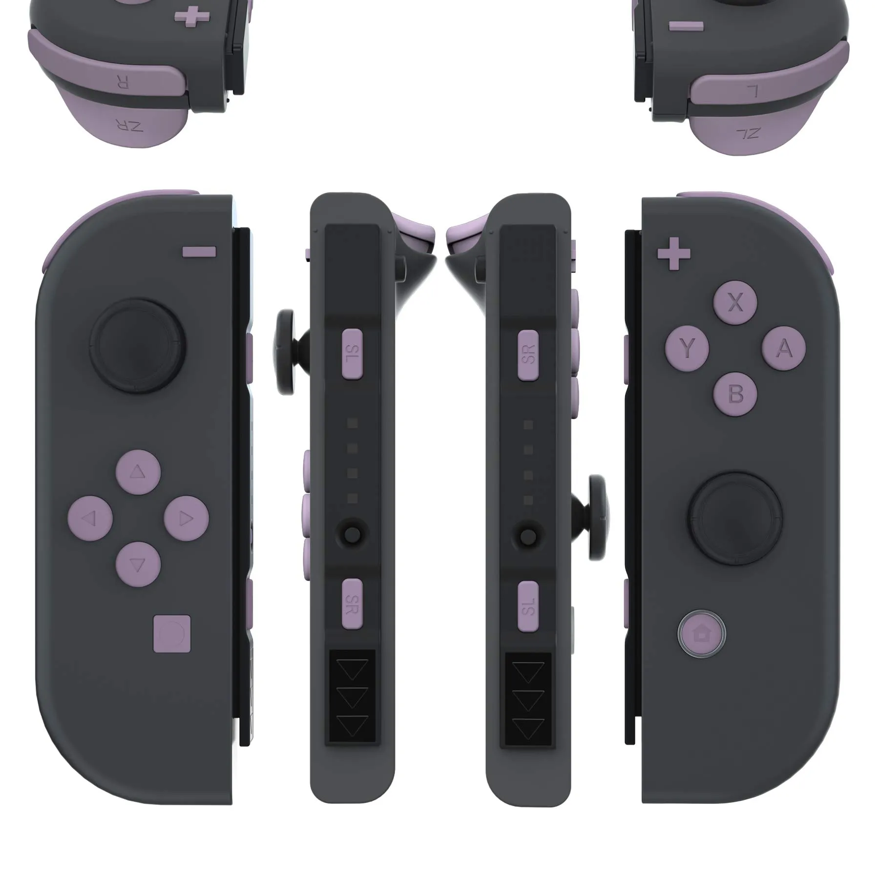 eXtremeRate Tasti Kit per Nintendo Switch e OLED Joycon, Pezzi di Ricambio Pulsanti SR SL L R ZR ZL ABXY e Direzionali con Cacciaviti - Viola Grigiastro Scuro - immagine 3