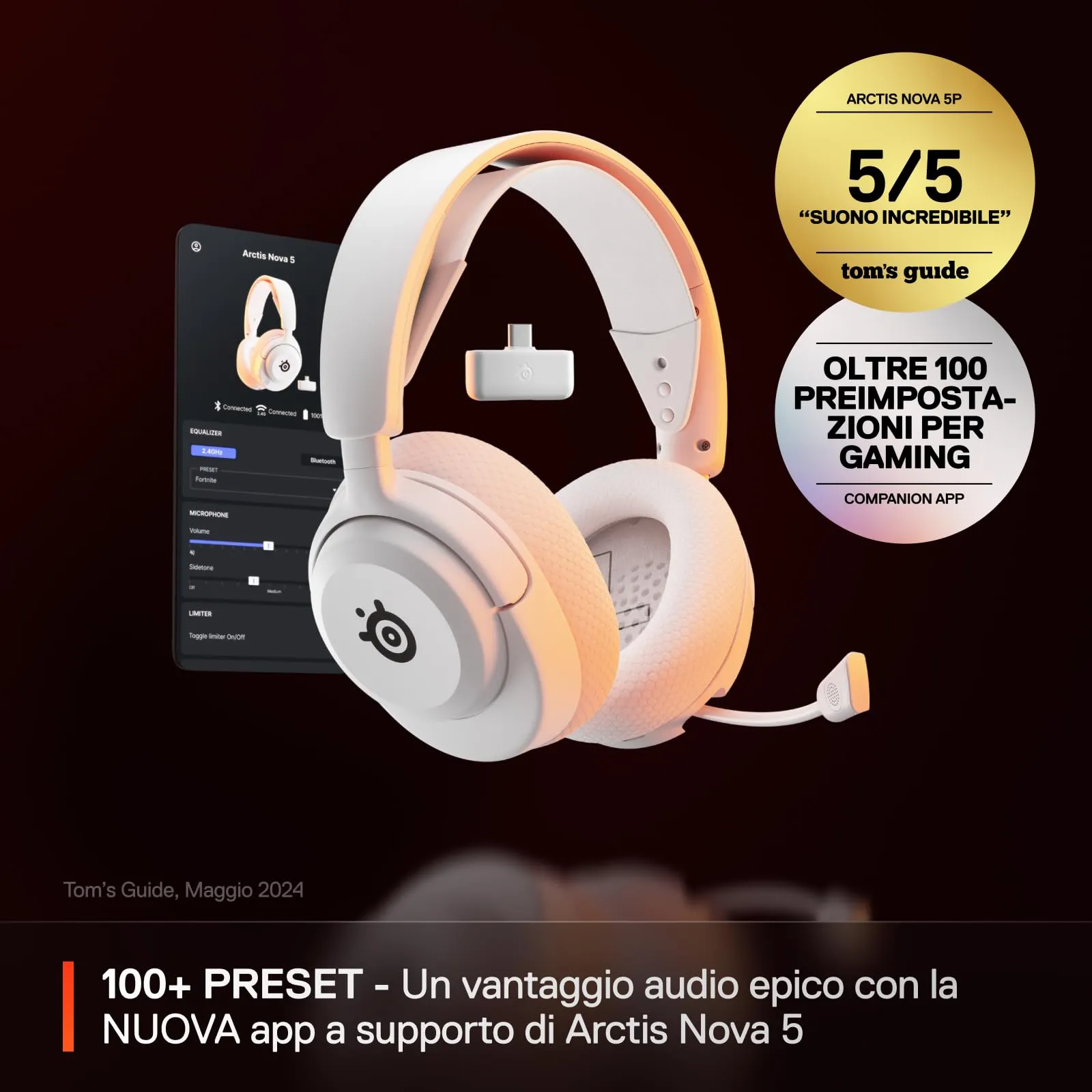 SteelSeries Arctis Nova 5 Bianco - Wireless Gaming Headset - PC, PS5 - immagine 2