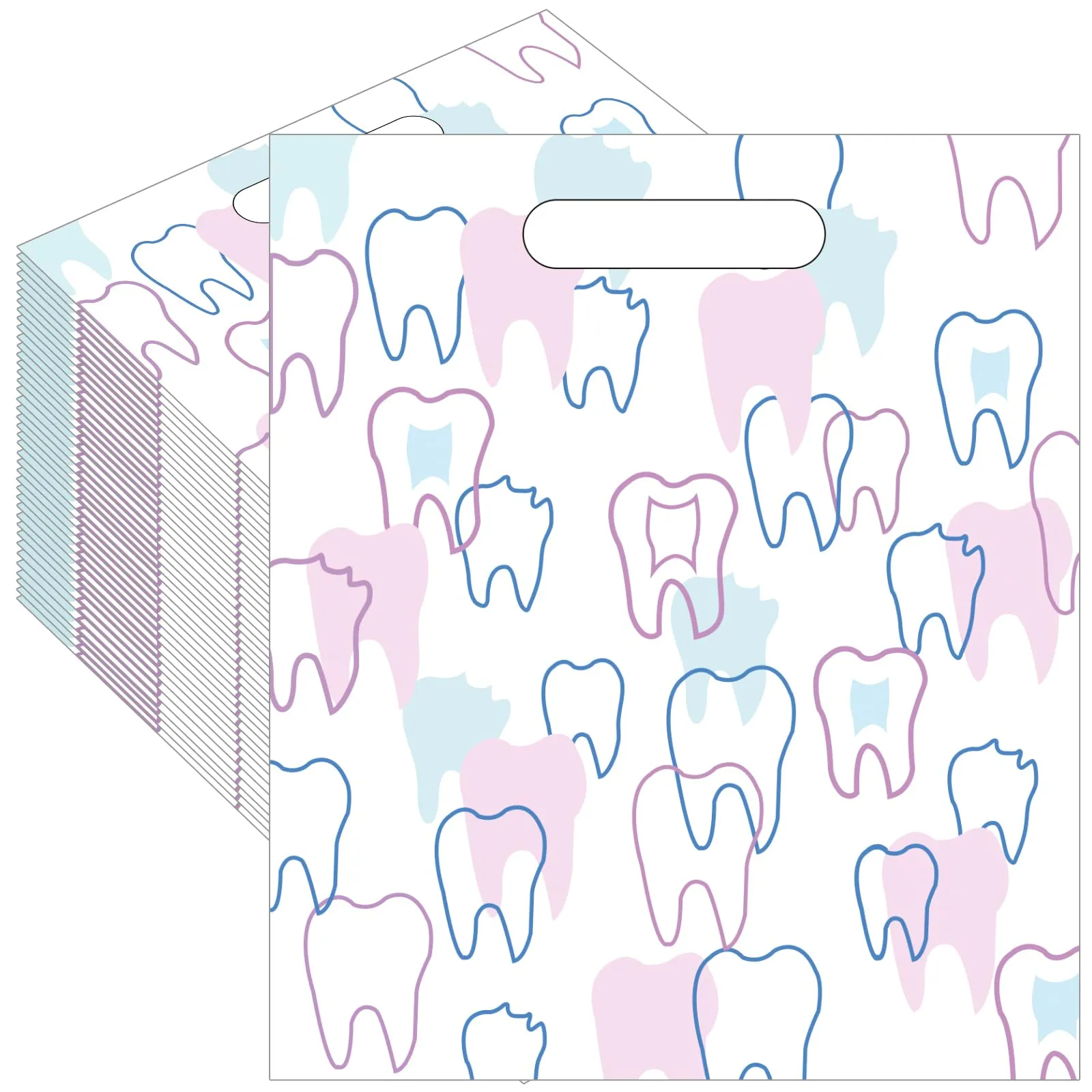Ceonam Sacchetti per prodotti dentali con manici, 21 x 24 cm, 50 pezzi - immagine 1