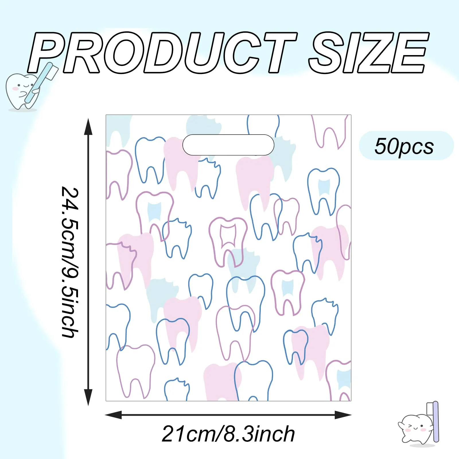 Ceonam Sacchetti per prodotti dentali con manici, 21 x 24 cm, 50 pezzi - immagine 2