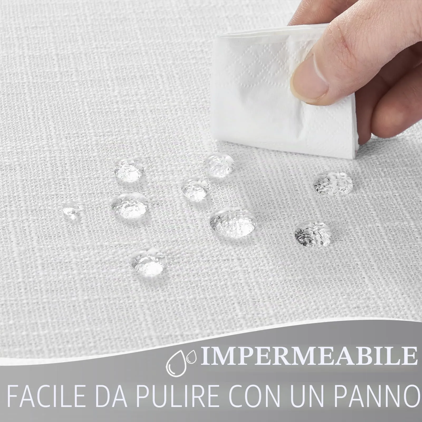 Softalker Tovaglia rettangolare in finto lino, impermeabile e antimacchia, 60 x 264 cm, Bianco - immagine 2