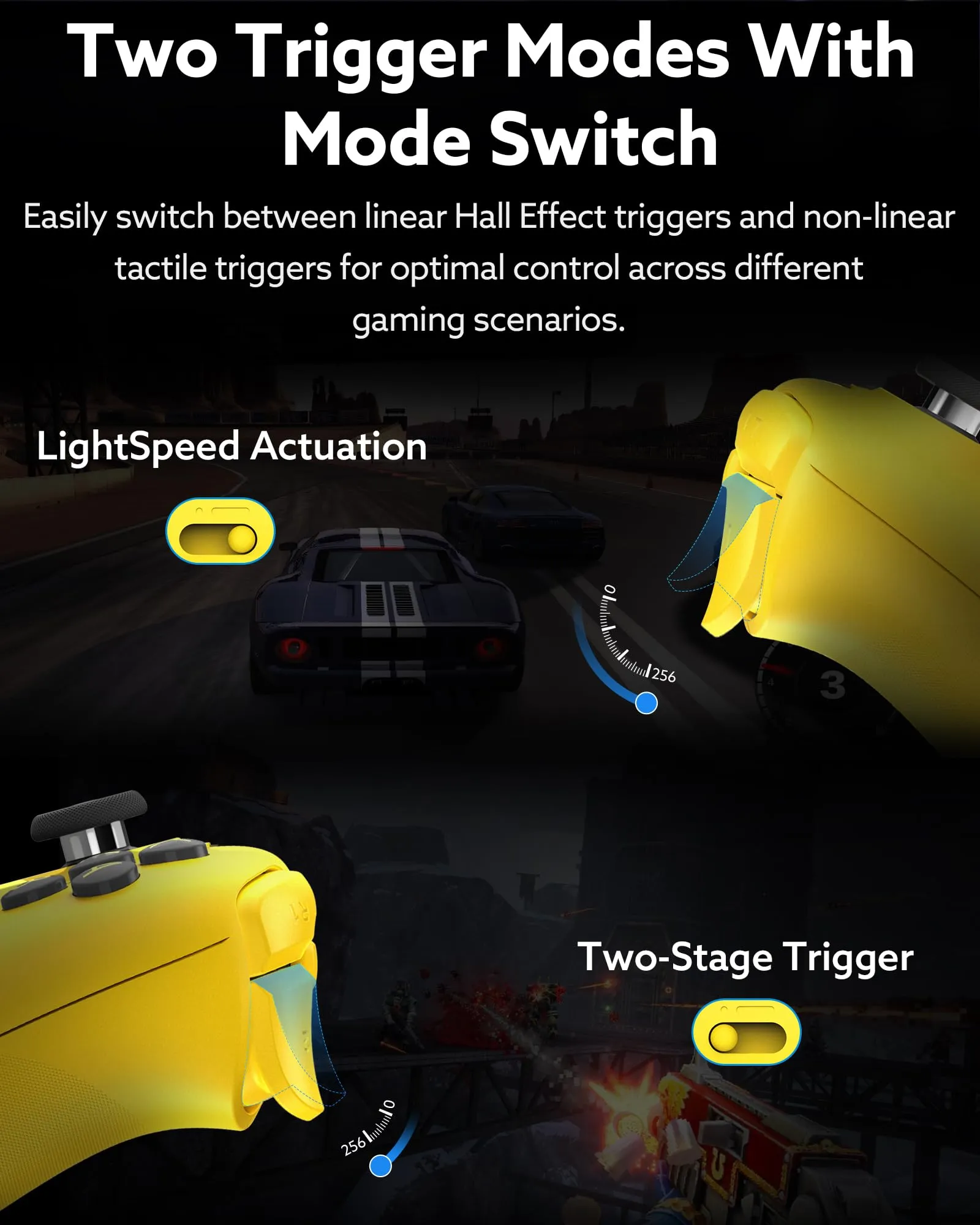 8Bitdo Ultimate 2 Bluetooth Controller for Switch 2, Switch, PC Windows - TMR Joysticks, RGB Fire Ring, Hall Effect Tactile Triggers, Yellow - immagine 4