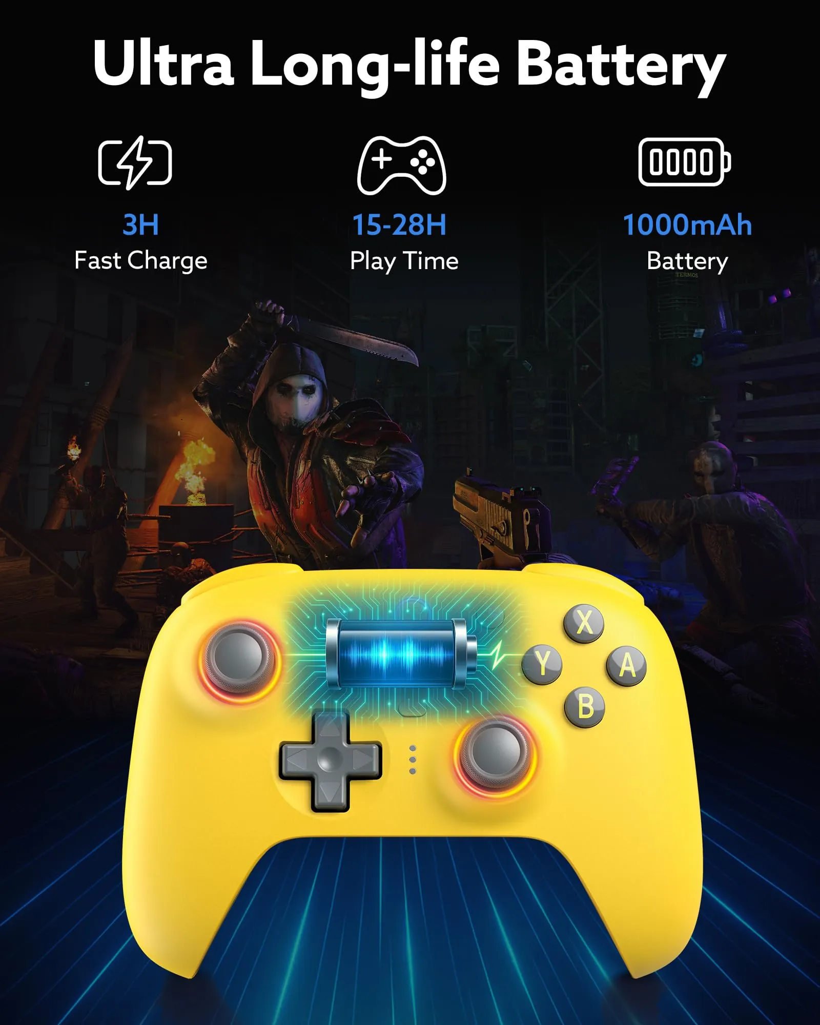 8Bitdo Ultimate 2 Bluetooth Controller for Switch 2, Switch, PC Windows - TMR Joysticks, RGB Fire Ring, Hall Effect Tactile Triggers, Yellow - immagine 7