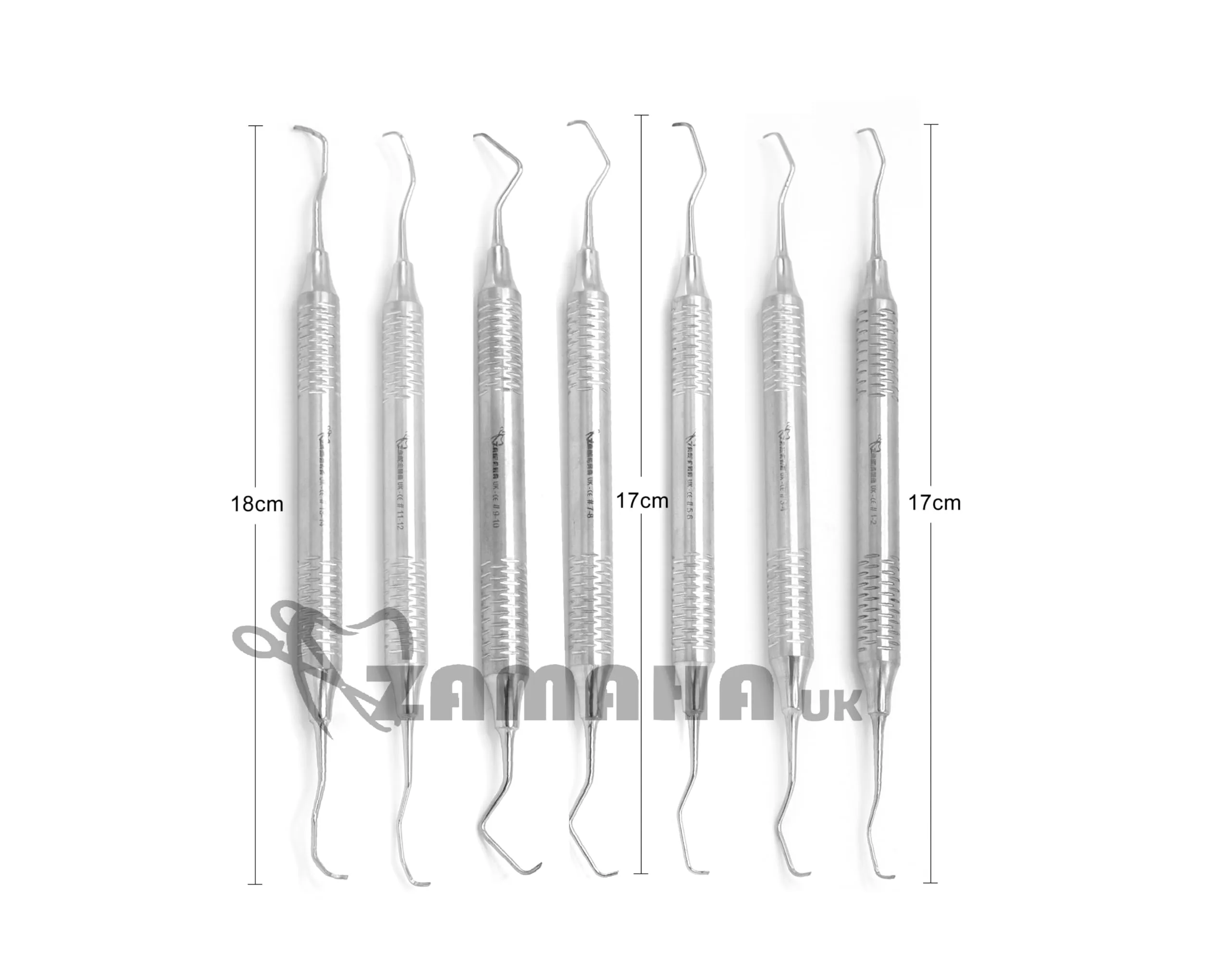 ZAMAHA UK Dental Gracey Student Practice Kit, Stainless Steel Dental Lab Set, 7 Pieces with Synthetic Leather Case - immagine 2